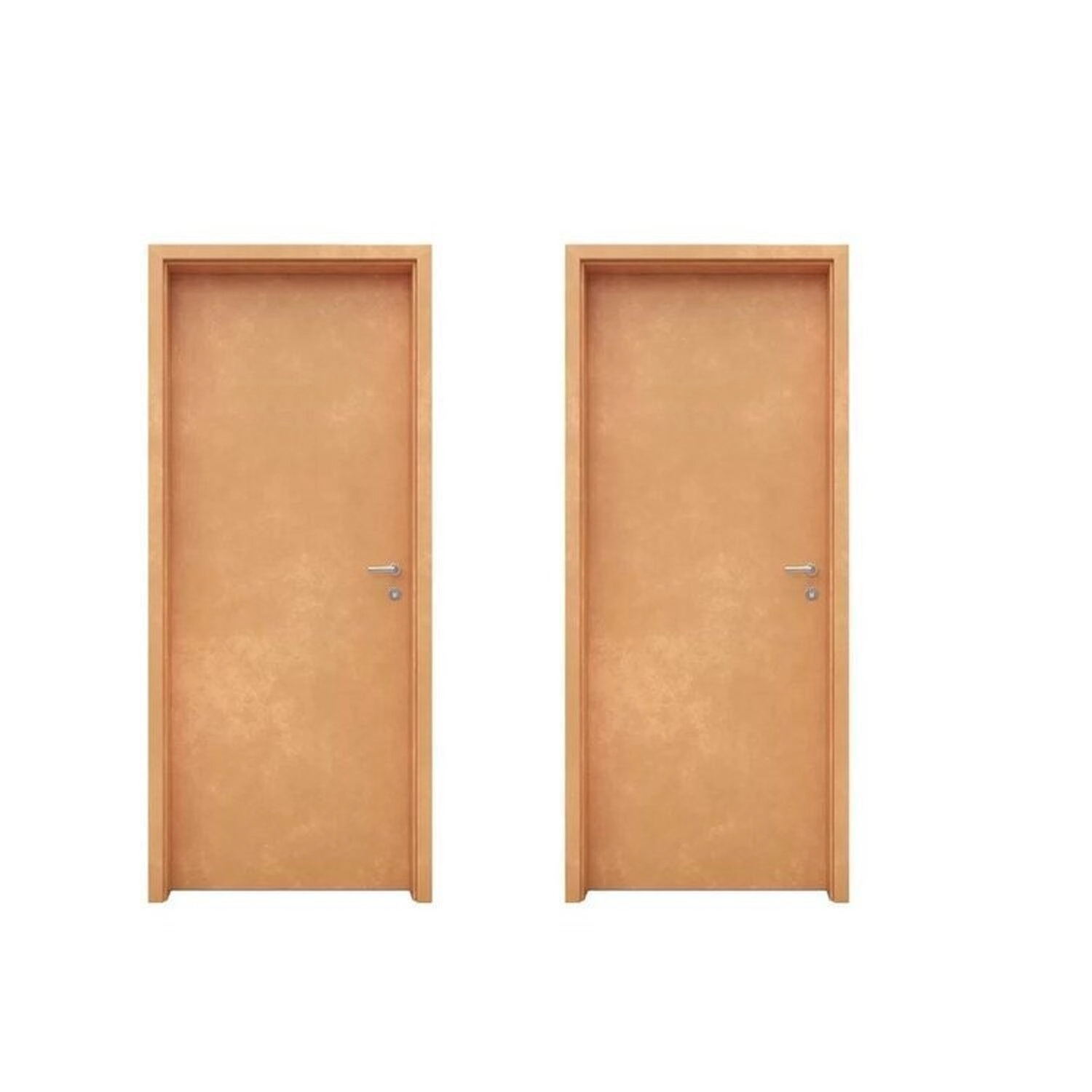 Kit Com 2 Portas De Madeira 210x80cm Espessura 3,5cm Mso Natural Eucatex Natural
