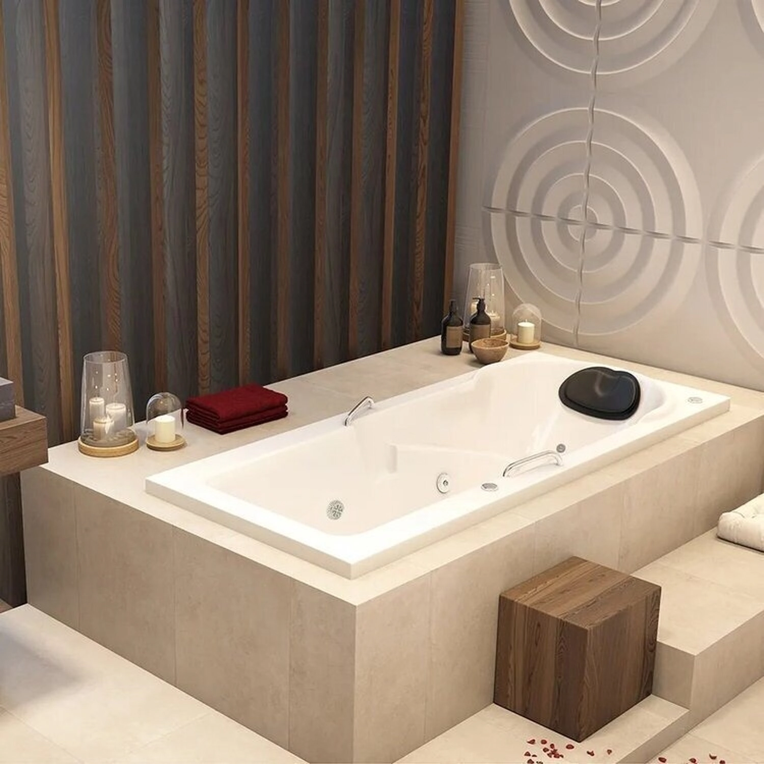 Banheira De Hidromassagem Capri Astra Em Gel 170x80x46cm - P6 - 110v - Com Aquecedor E Cromoterapia Branco