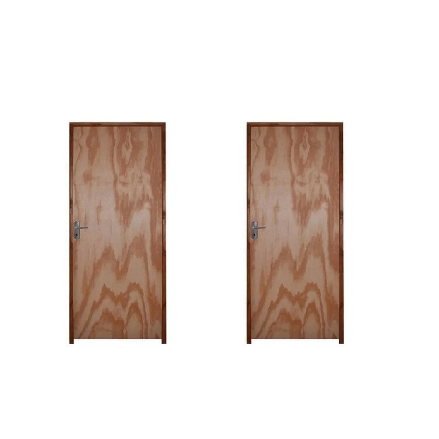 Kit Com 2 Kits Porta De Madeira 210x70cm Batente 9cm Fechadura Alavanca Rodam Mescla