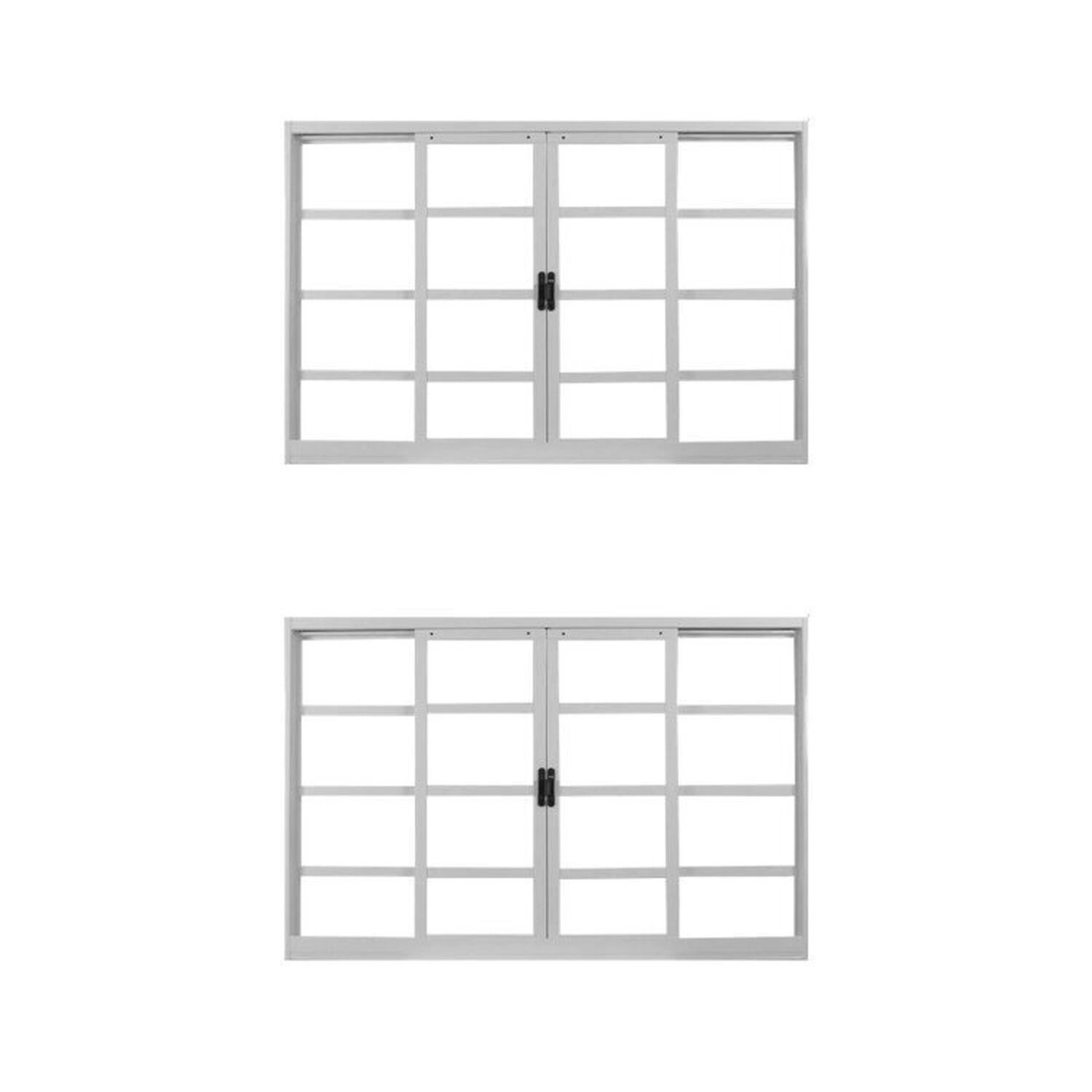 Kit Com 2 Janelas De Aço De Correr 100x150cm 4 Folhas Brancas Mgm Branco