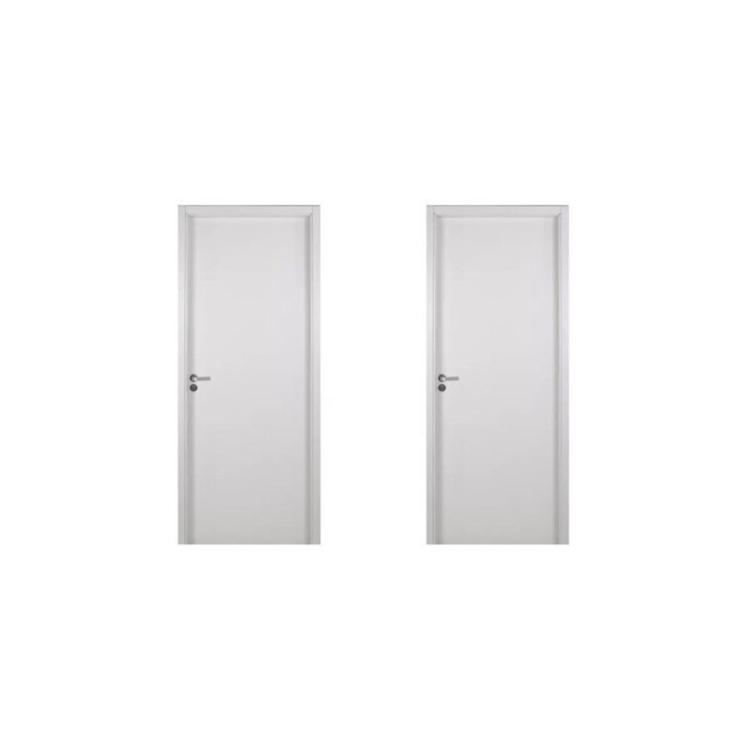 2 Kits Porta De Madeira Lisa 215x84cm Com Batente De Mdf Ultra 16cm Melamínico Abertura Direita Branco