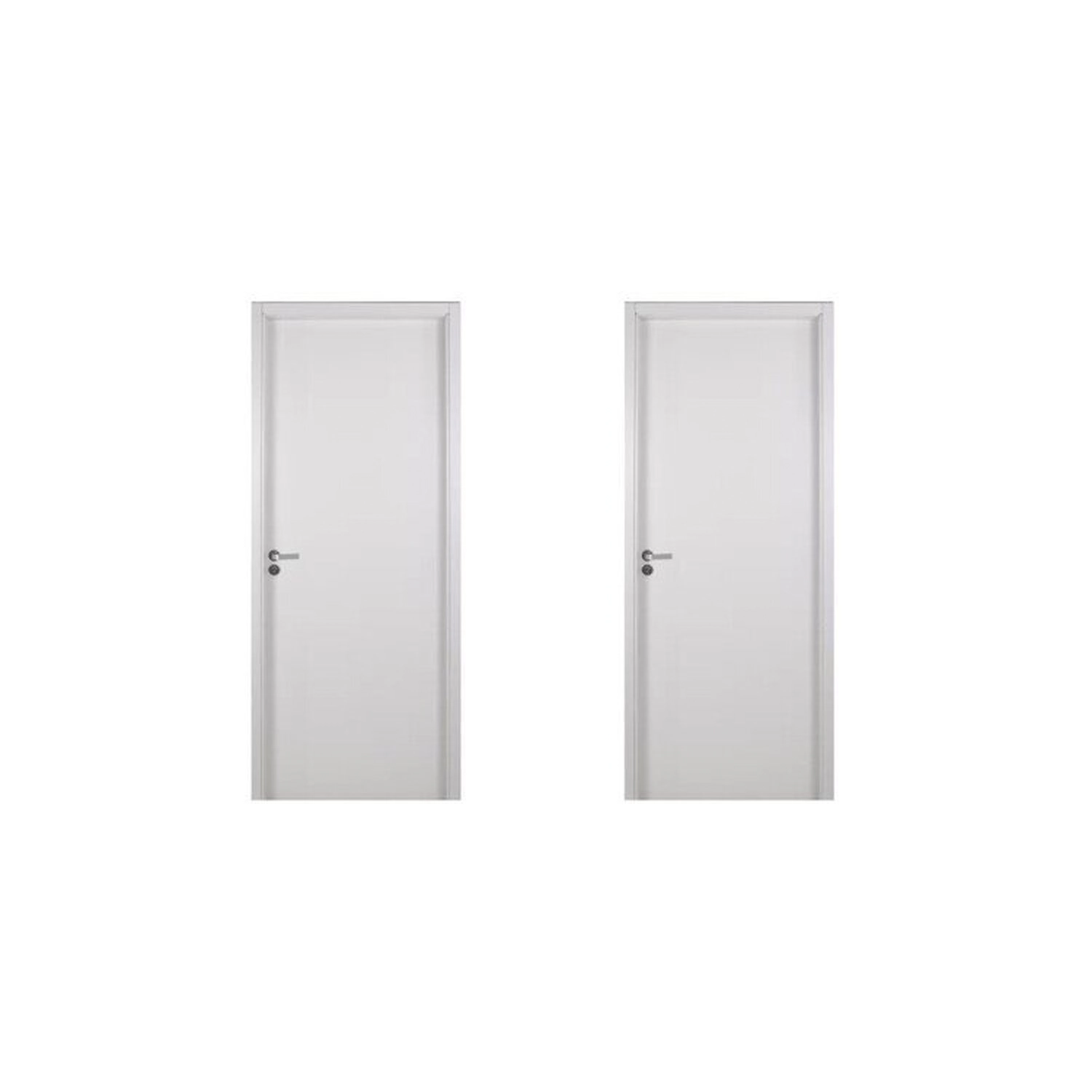 2 Kits Porta De Madeira Lisa 215x84cm Com Batente De Mdf Ultra 10cm Melamínico Abertura Direita Branco