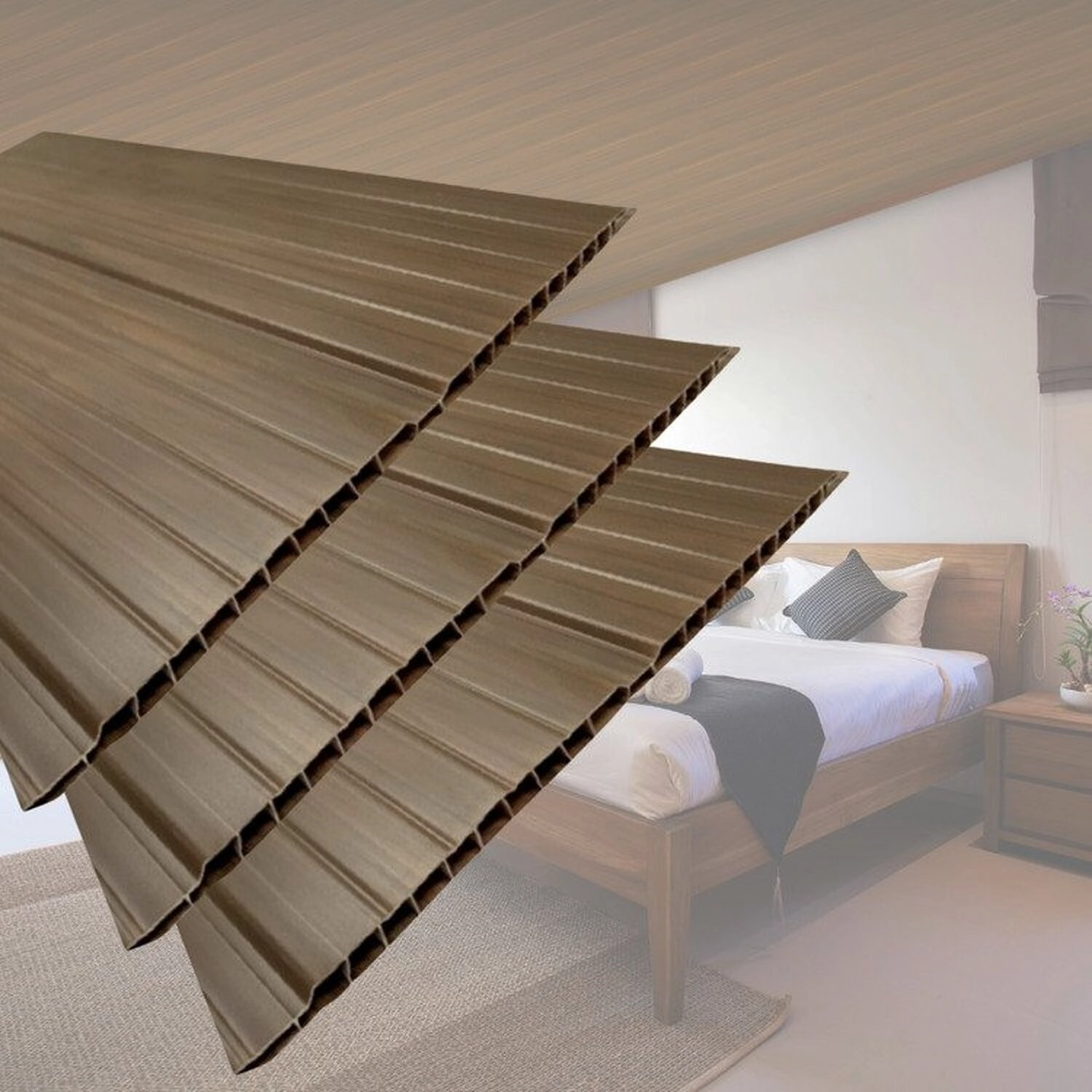 Kit Com 120m² Forro De Pvc 8mmx20cmx3m Imbuia Imbuia