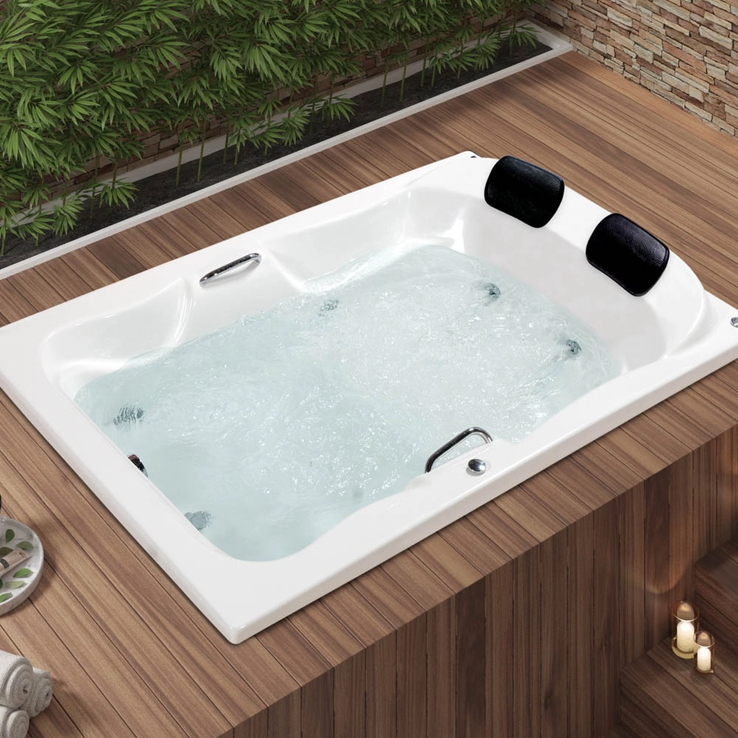 Banheira Casal De Hidromassagem Serenade Maggiore Em Gel Coat Gran Luxo Com Aquecedor Astra 180cm - - 110v Branco