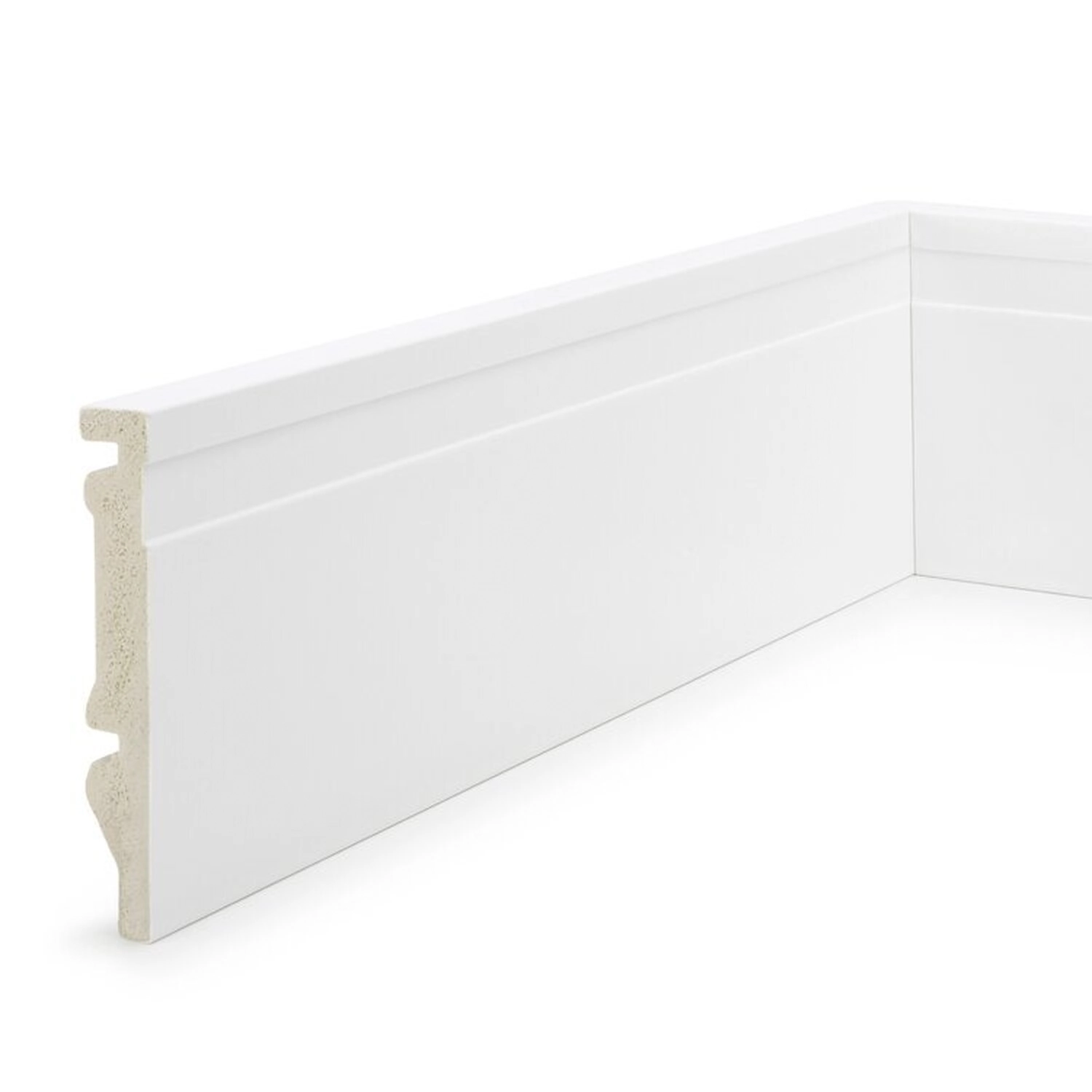 Kit 7,2m Linear Rodapé De Poliestireno 10cm X 15mm X 2,40m Frisado Nfr Branco Frisado