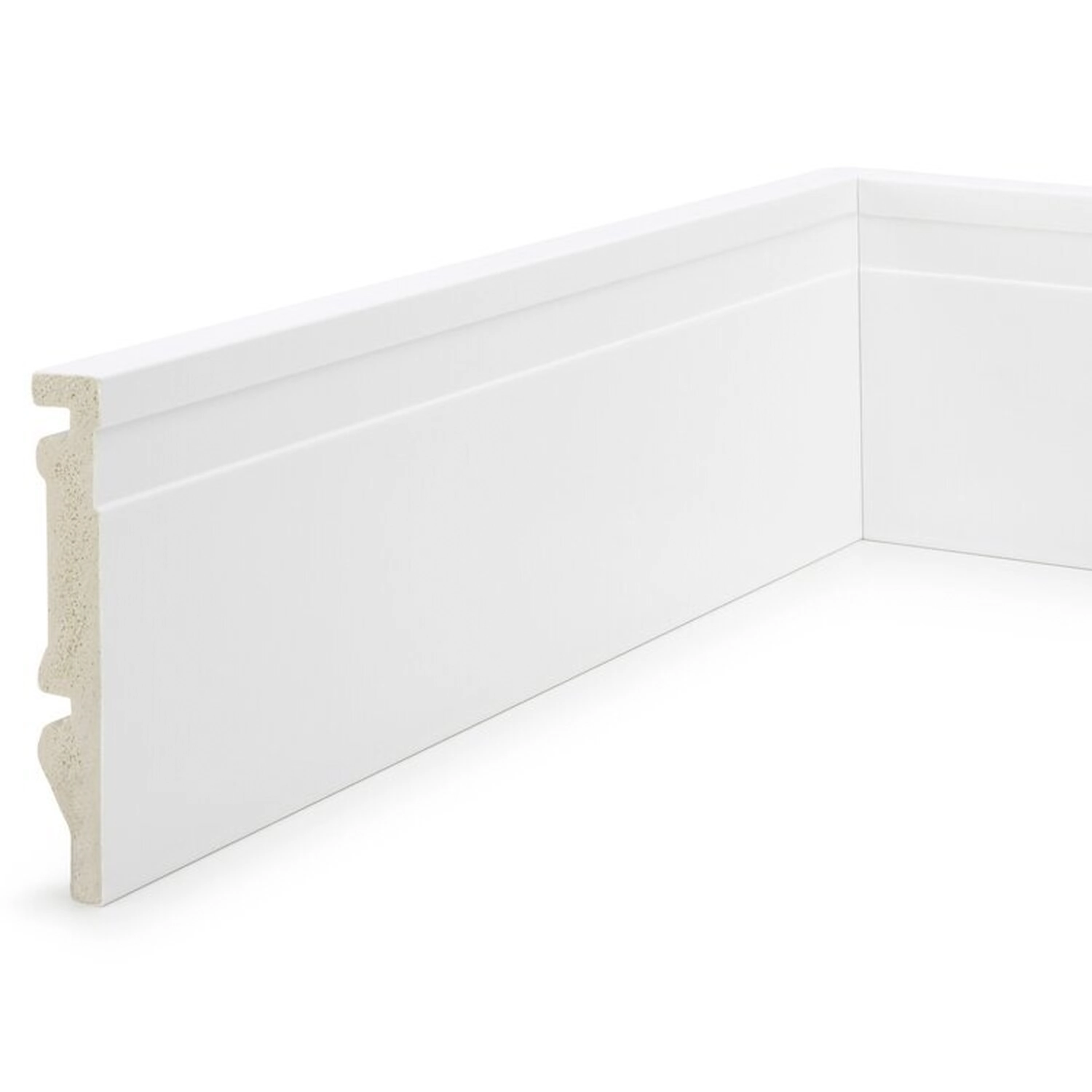 Kit 12m Linear Rodapé De Poliestireno 10cm X 15mm X 2,40m Frisado Nfr Branco Frisado