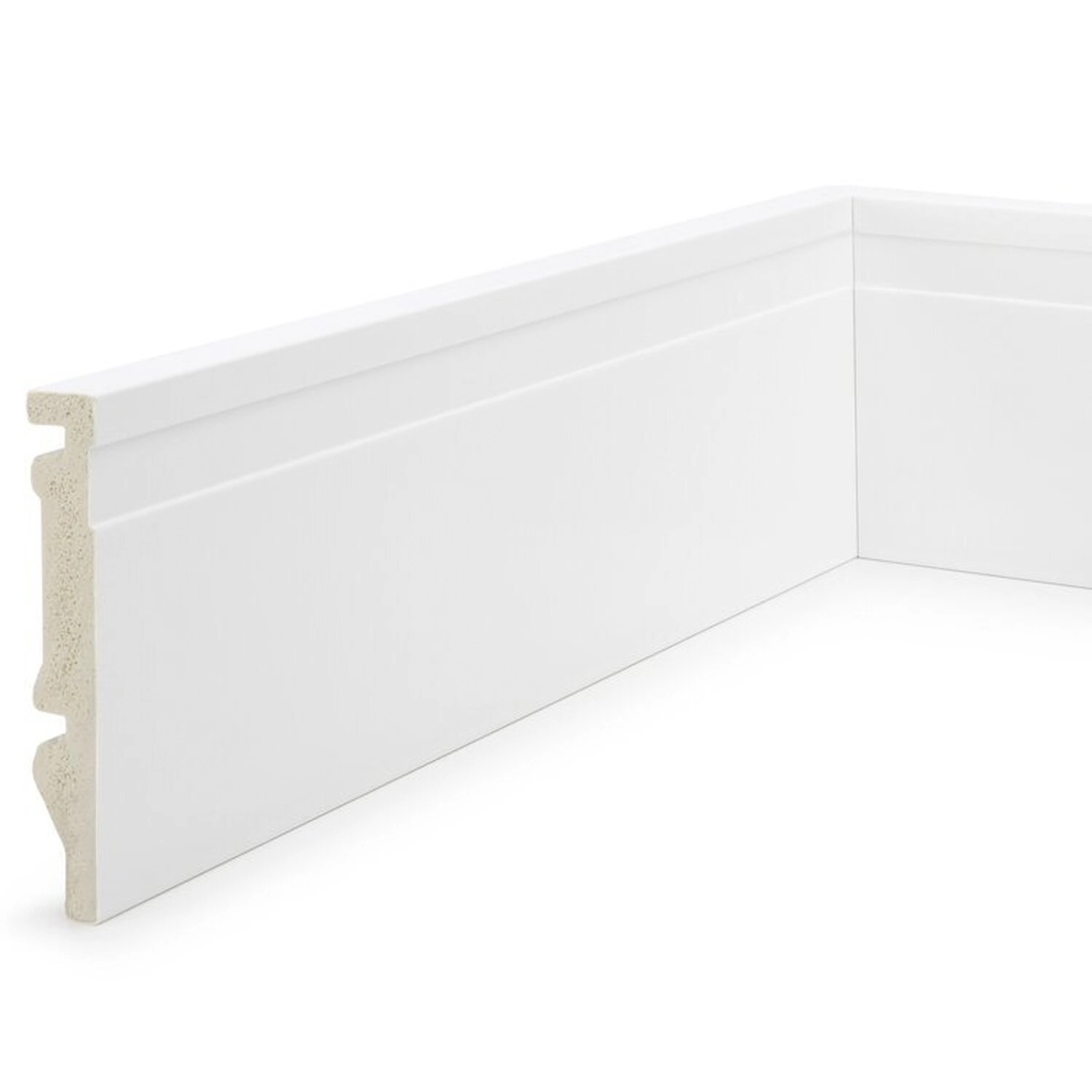 Kit 24m Linear Rodapé De Poliestireno 10cm X 15mm X 2,40m Frisado Nfr Branco Frisado