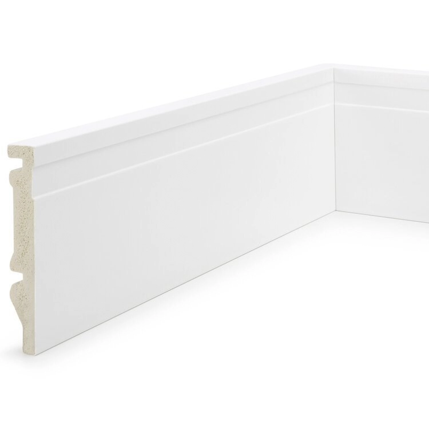 Kit 36m Linear Rodapé De Poliestireno 10cm X 15mm X 2,40m Frisado Nfr Branco Frisado