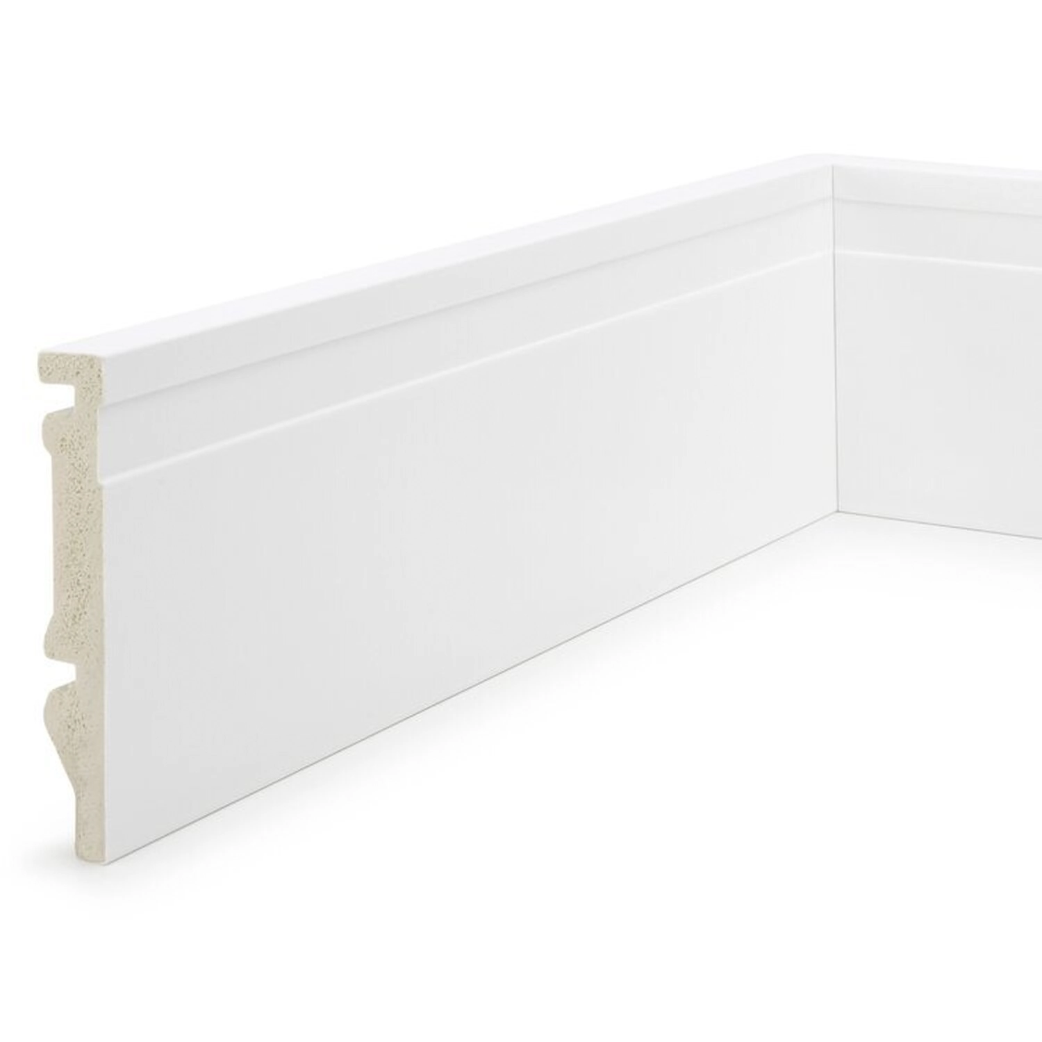 Kit 48m Linear Rodapé De Poliestireno 10cm X 15mm X 2,40m Frisado Nfr Branco Frisado