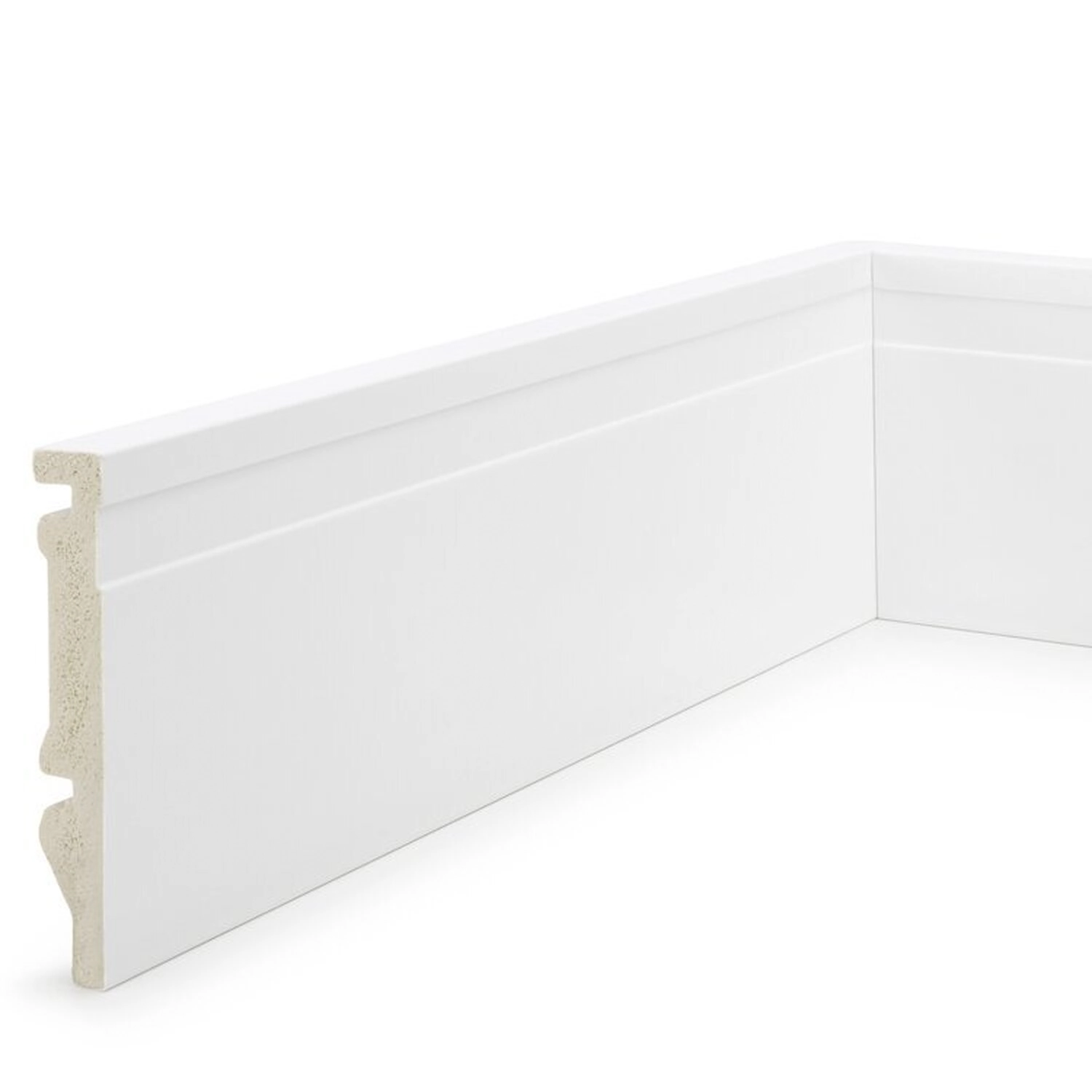 Kit 72m Linear Rodapé De Poliestireno 10cm X 15mm X 2,40m Frisado Nfr Branco Frisado