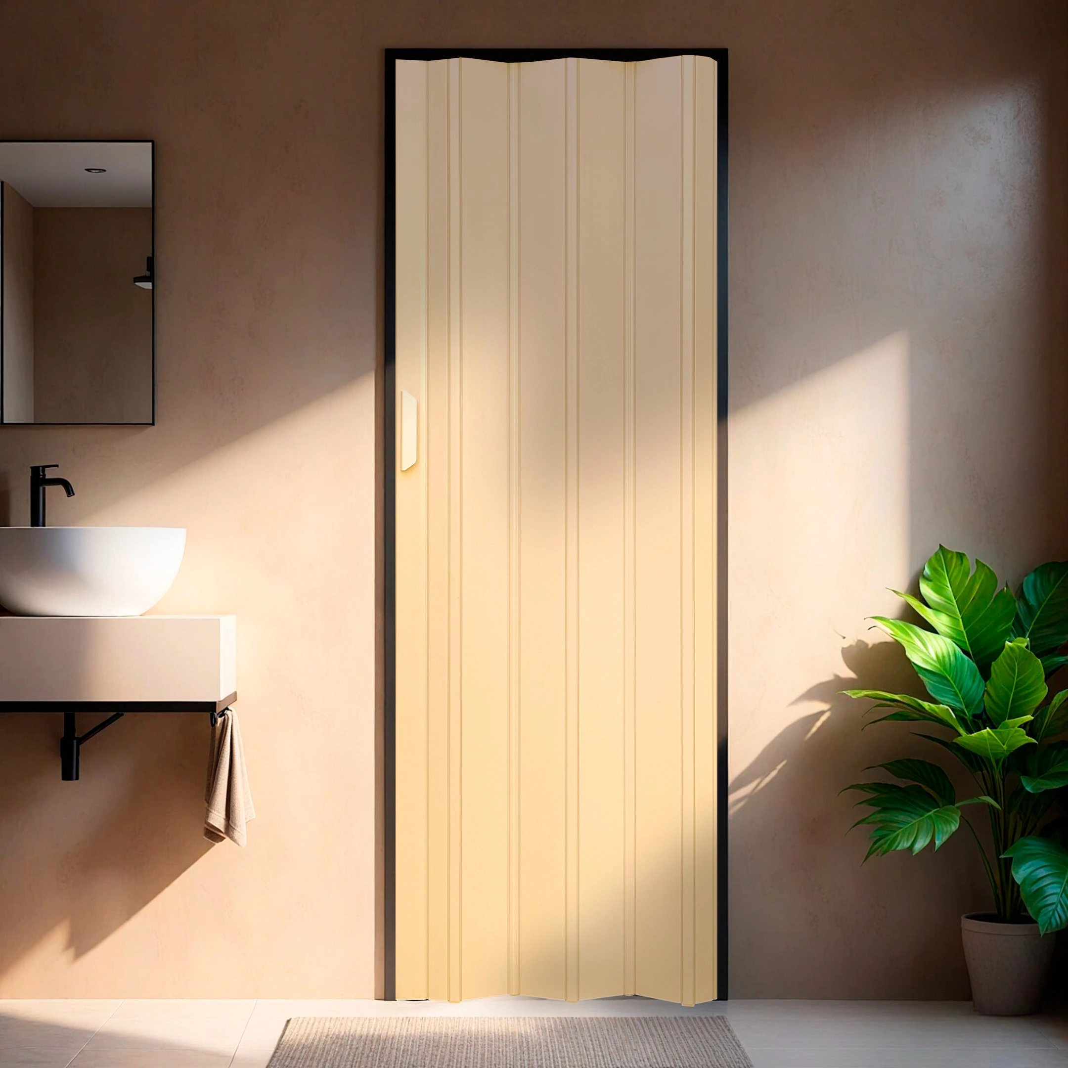 Kit Com 2 Portas Sanfonada De Pvc 210x105cm Bariri Amarelo
