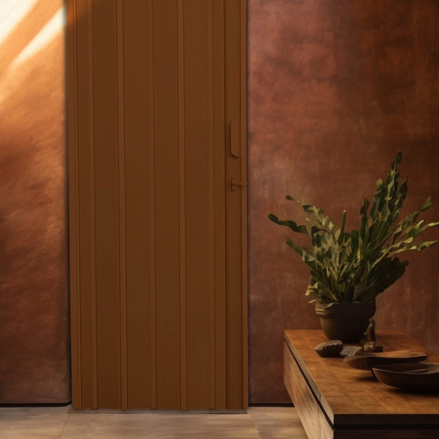 Kit Com 8 Portas Sanfonada De Pvc 210x105cm Bariri Coffe