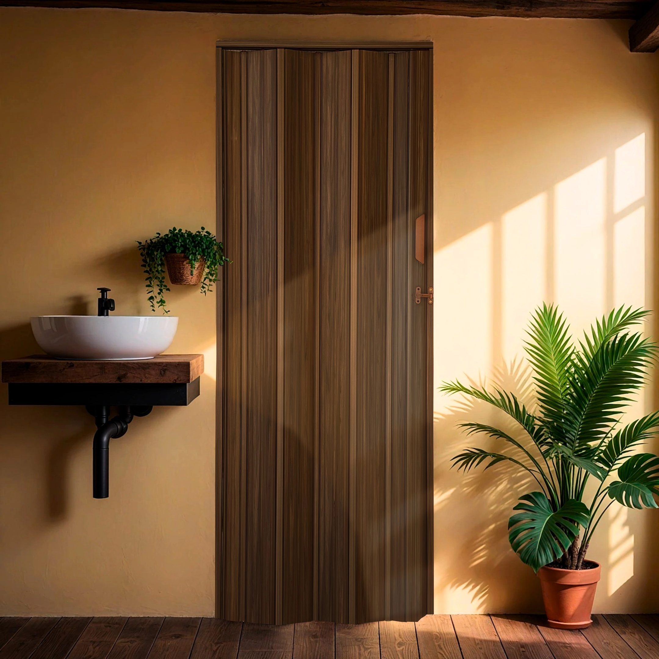 Kit Com 2 Porta Sanfonada De Pvc 210x115cm Bariri Imbuia