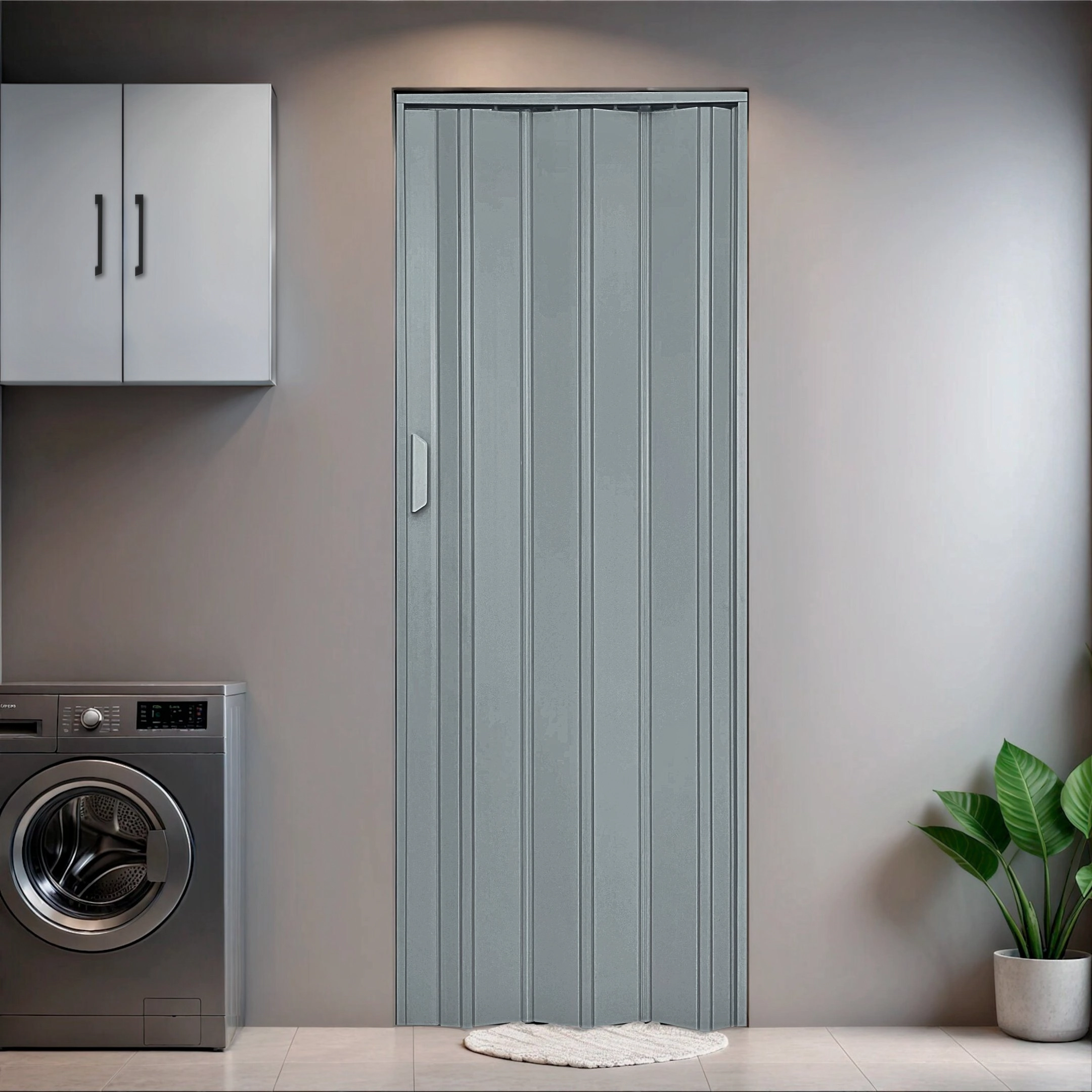 Kit Com 3 Portas Sanfonada De Pvc 210x135cm Bariri Cinza Granizo