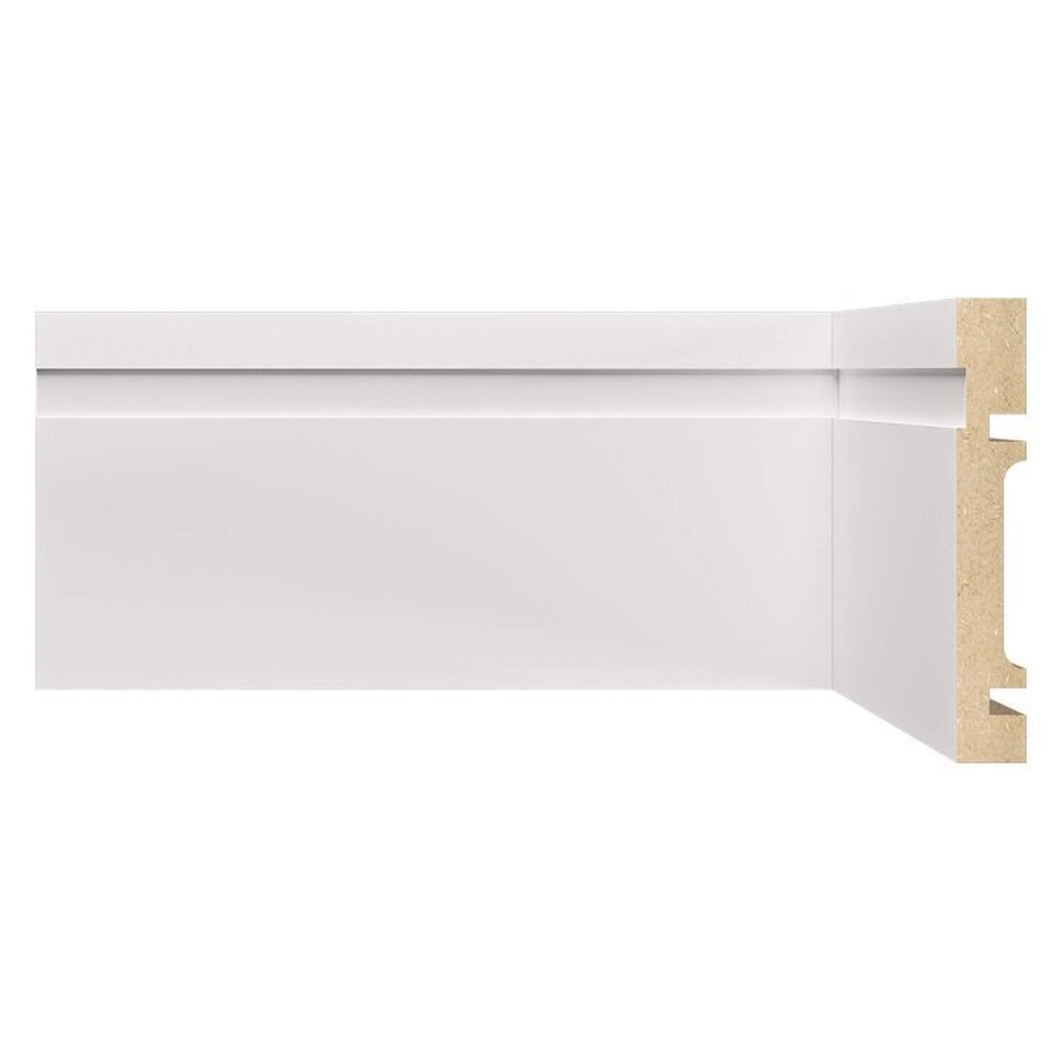 Kit Com 3 Barras Rodapé Mdf 1002 15mmx10cm Metro Linear 7,2m Branco Frisado
