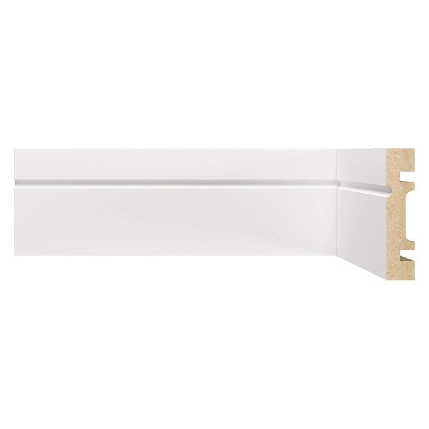 Kit Com 5 Barras Rodapé De Mdf 8cm X 15mm X 2,40m Guarnição Com Friso Moldufama 803 12m Branco