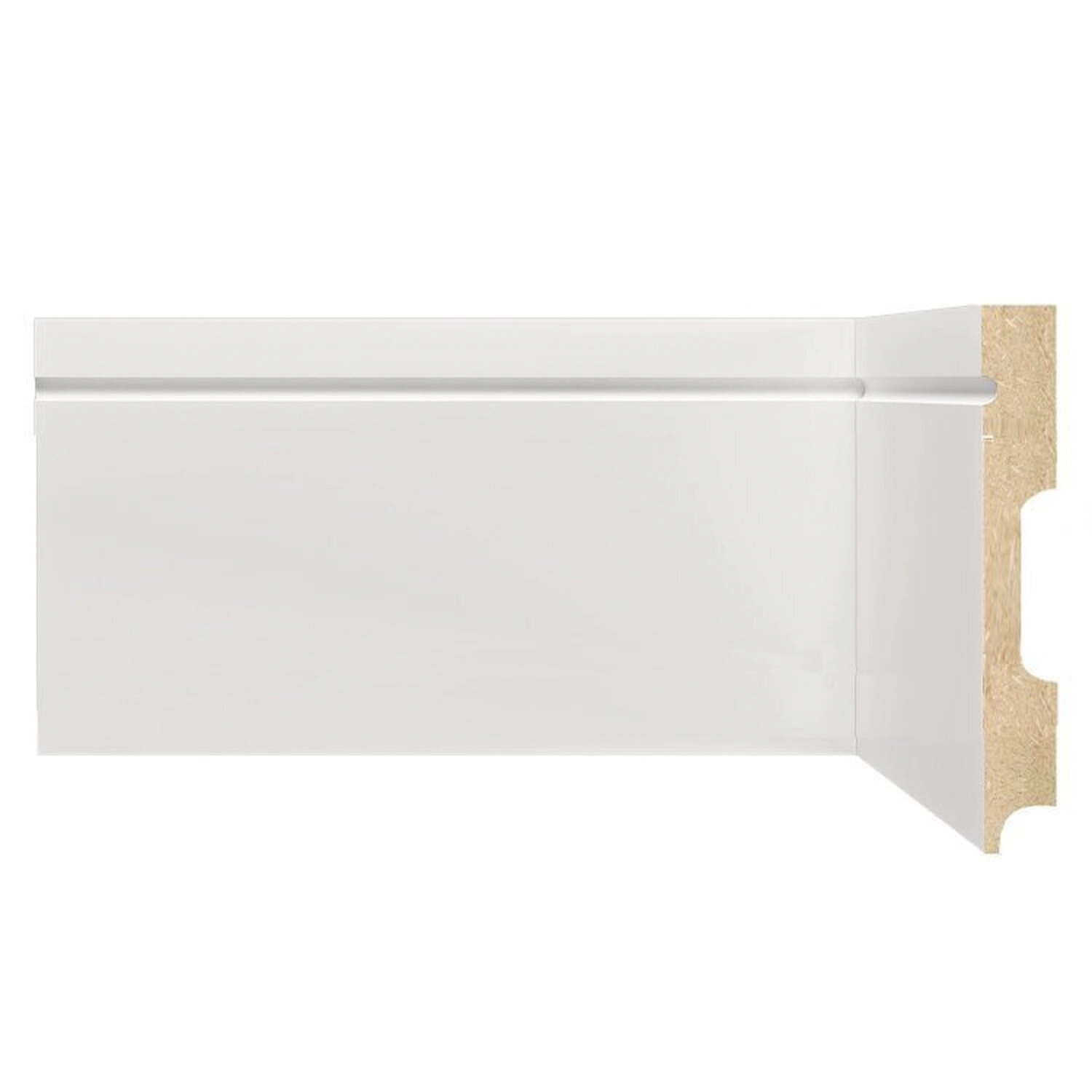 Kit Com 3 Barras Rodapé De Mdf 12cmx15mmx2,40m Com Friso 1203 7,2m Branco