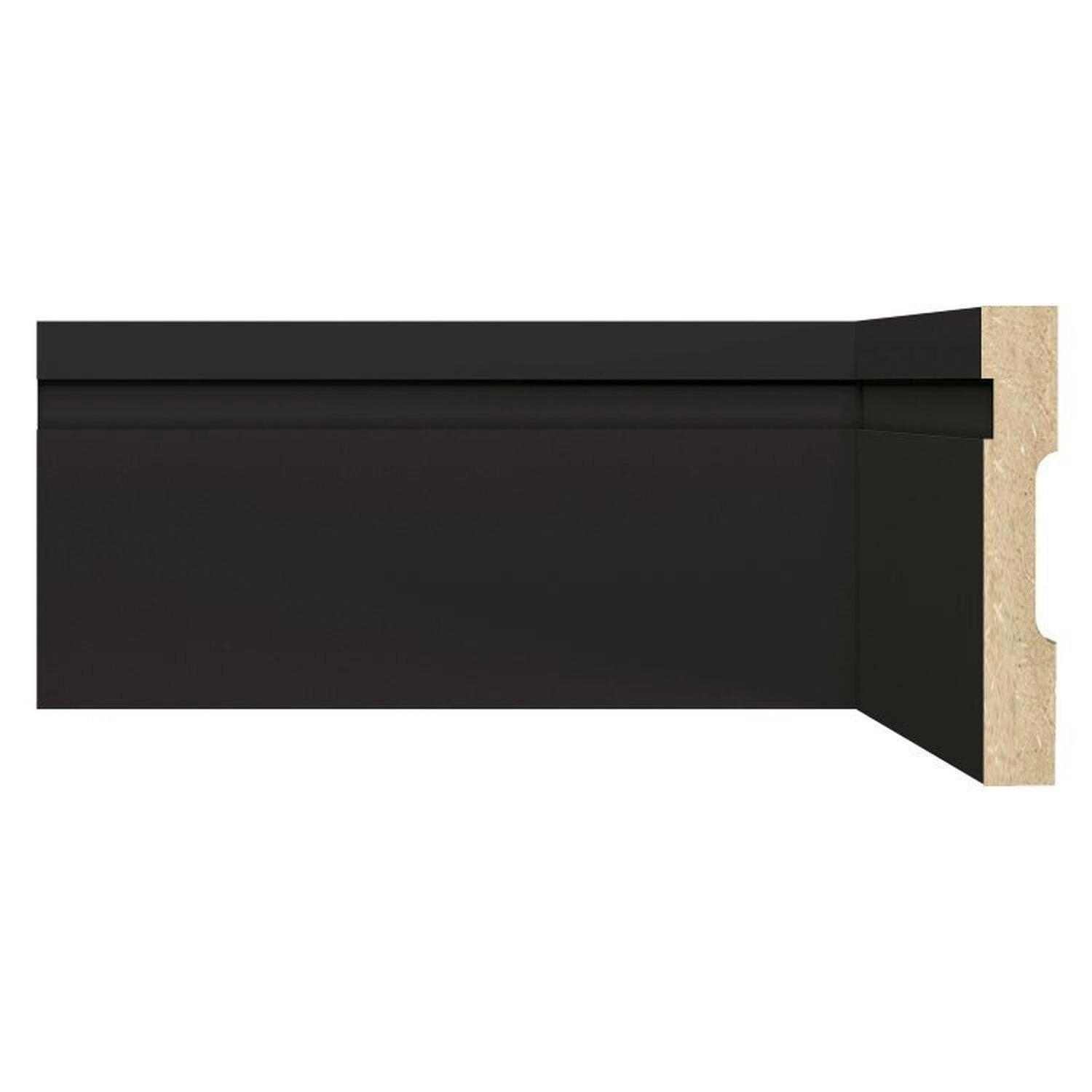 Kit Com 40 Barras Rodapé De Mdf 10cmx15mmx2,40m Com Friso 1002 90m  Preto Frisado