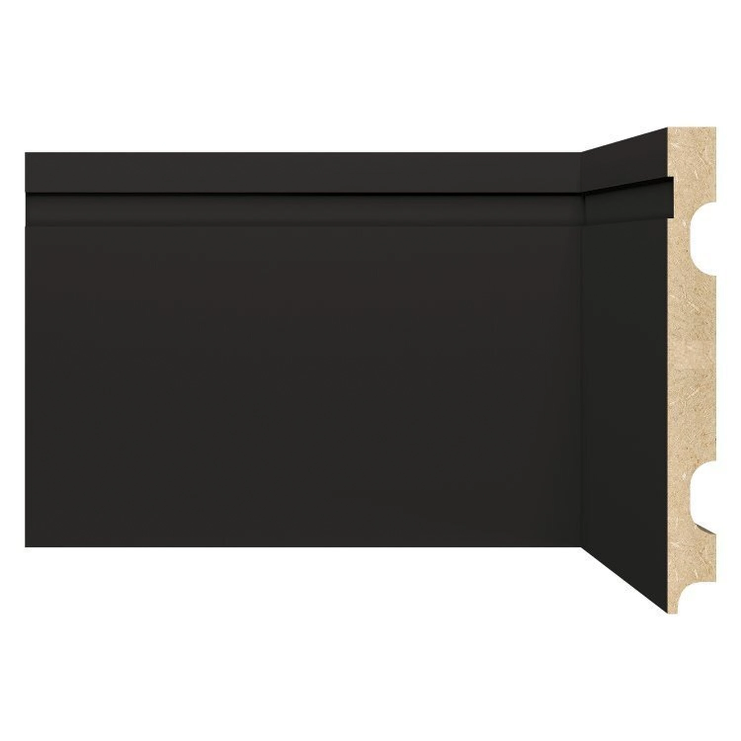 Kit Com 3 Barras Rodapé De Mdf 15cmx15mmx2,40m Com Friso 1502 7,2m Preto Frisado