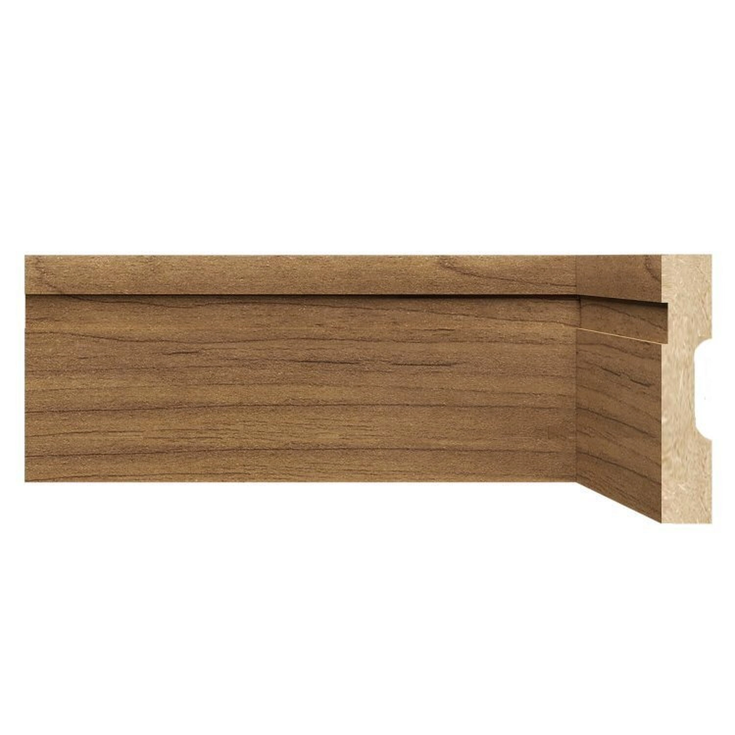 Kit Com 5 Barras Rodapé De Mdf 10cmx15mmx2,40m Com Friso 1002 12m Imbuia Frisado