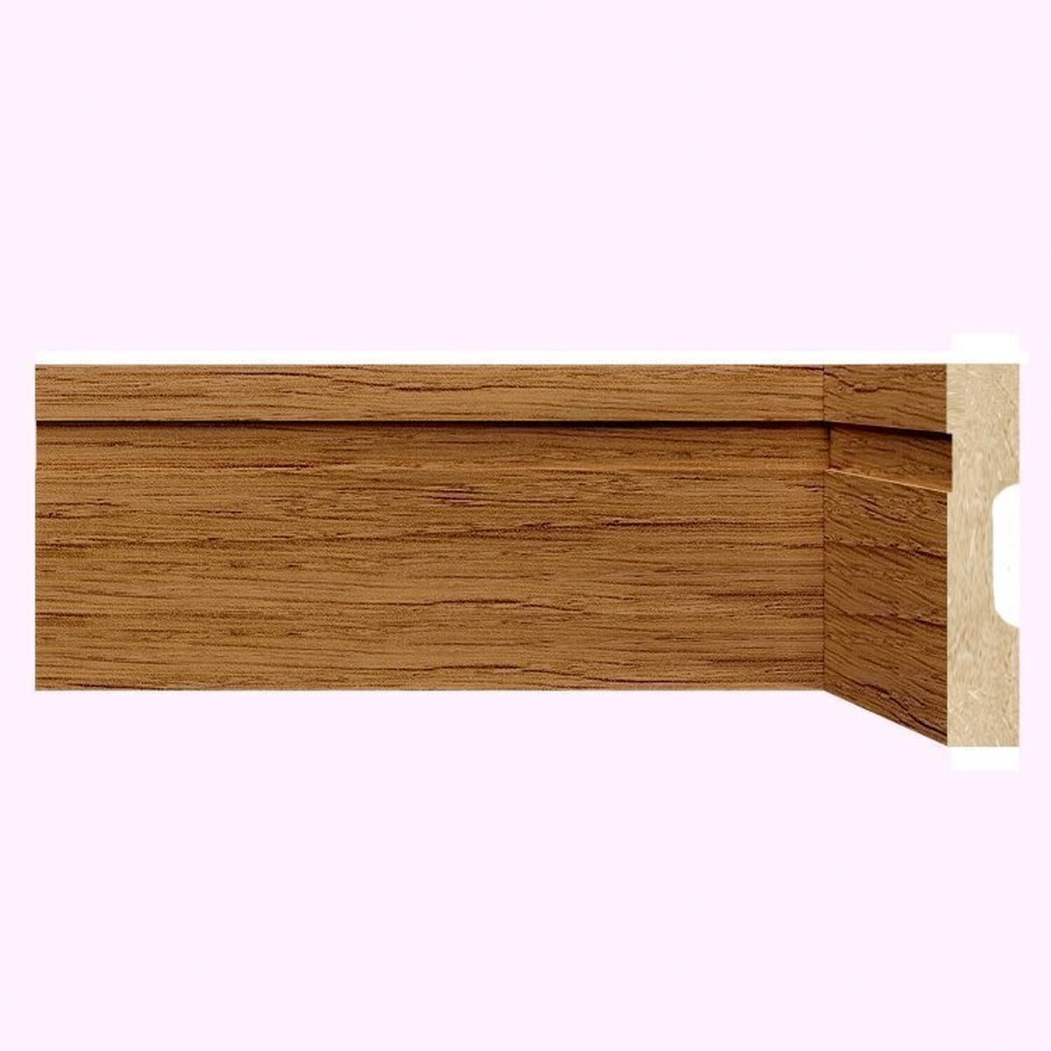 Kit Com 40 Barras Rodapé De Mdf 10cmx15mmx2,40m Com Friso 1002 90m  Nogueira Málaga Frisado
