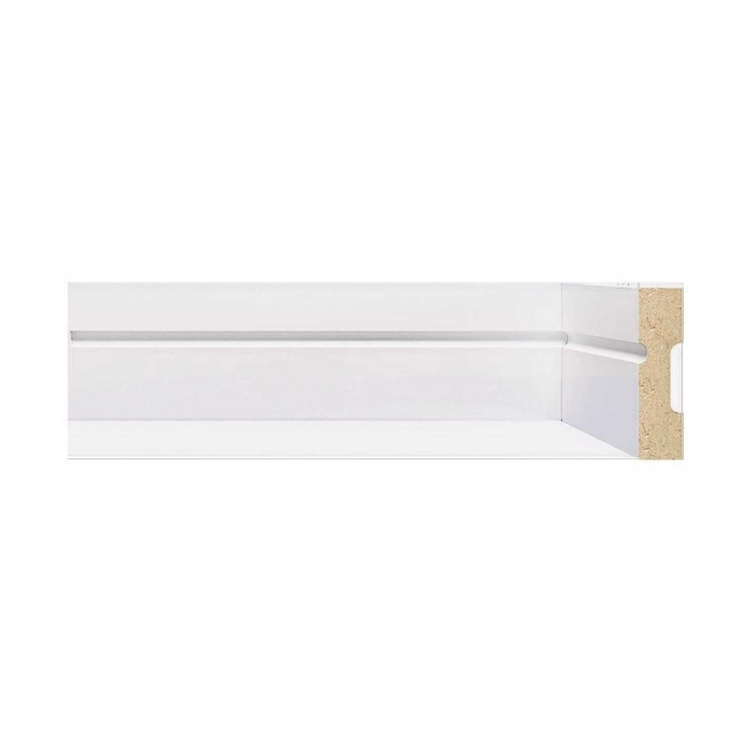 Kit Com 3 Barras Rodapé De Mdf 5cmx15mmx2,40m Com Friso 503 7,2m Branco