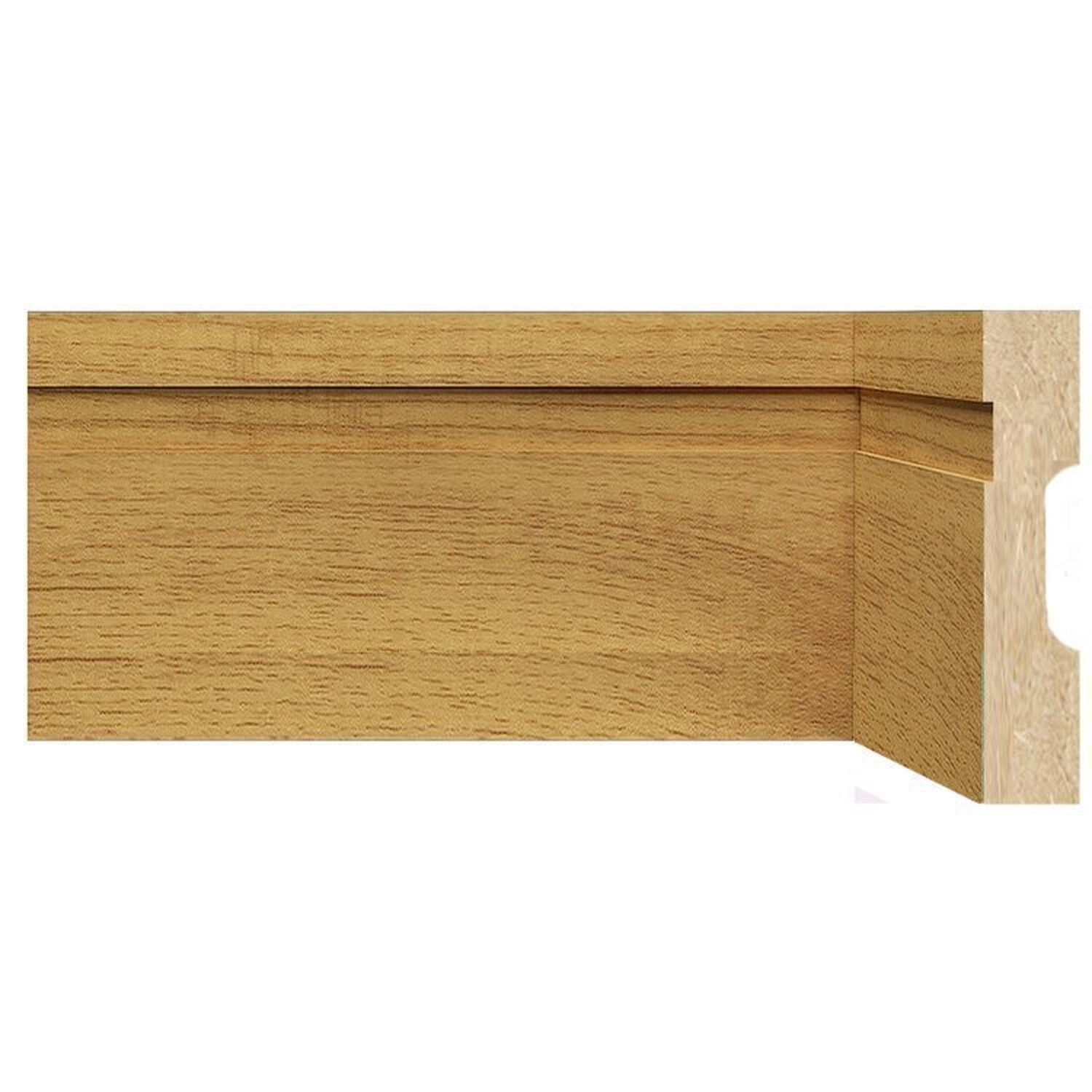 Kit Com 40 Barras Rodapé De Mdf 10cmx15mmx2,40m Com Friso 1002 90m  Carvalho Prime Frisado