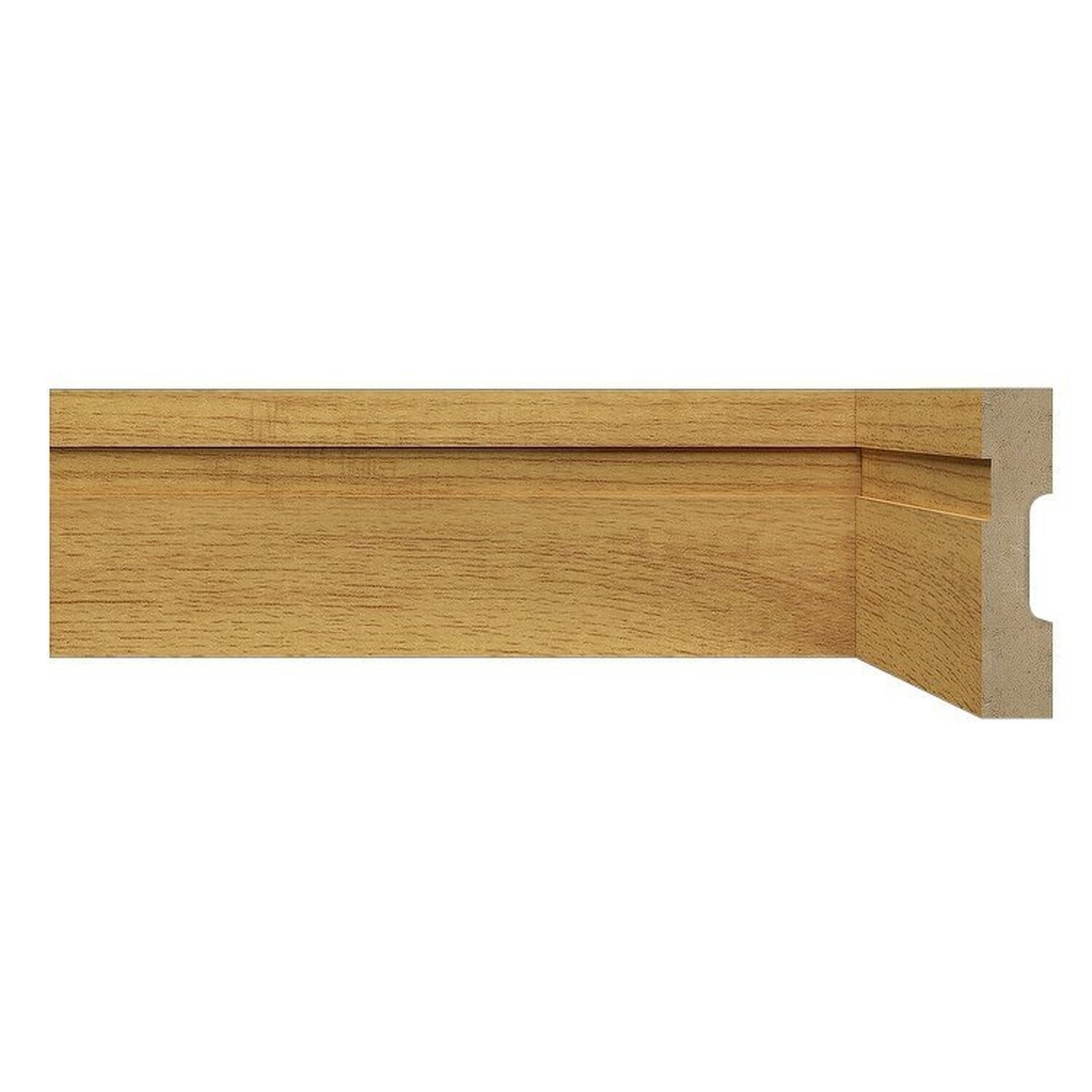 Kit Com 10 Barras Rodapé De Mdf 7cmx15mmx2,40m Com Friso 702 24m Carvalho Prime Frisado