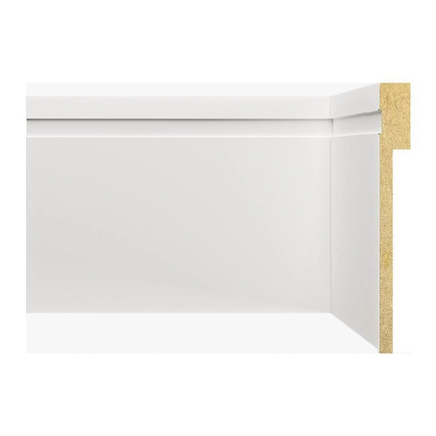 Kit 96m Linear Rodapé De Mdf 12cmx18mmx2,40m Barra De Sobrepor C/ Friso 1202 Branco Frisado