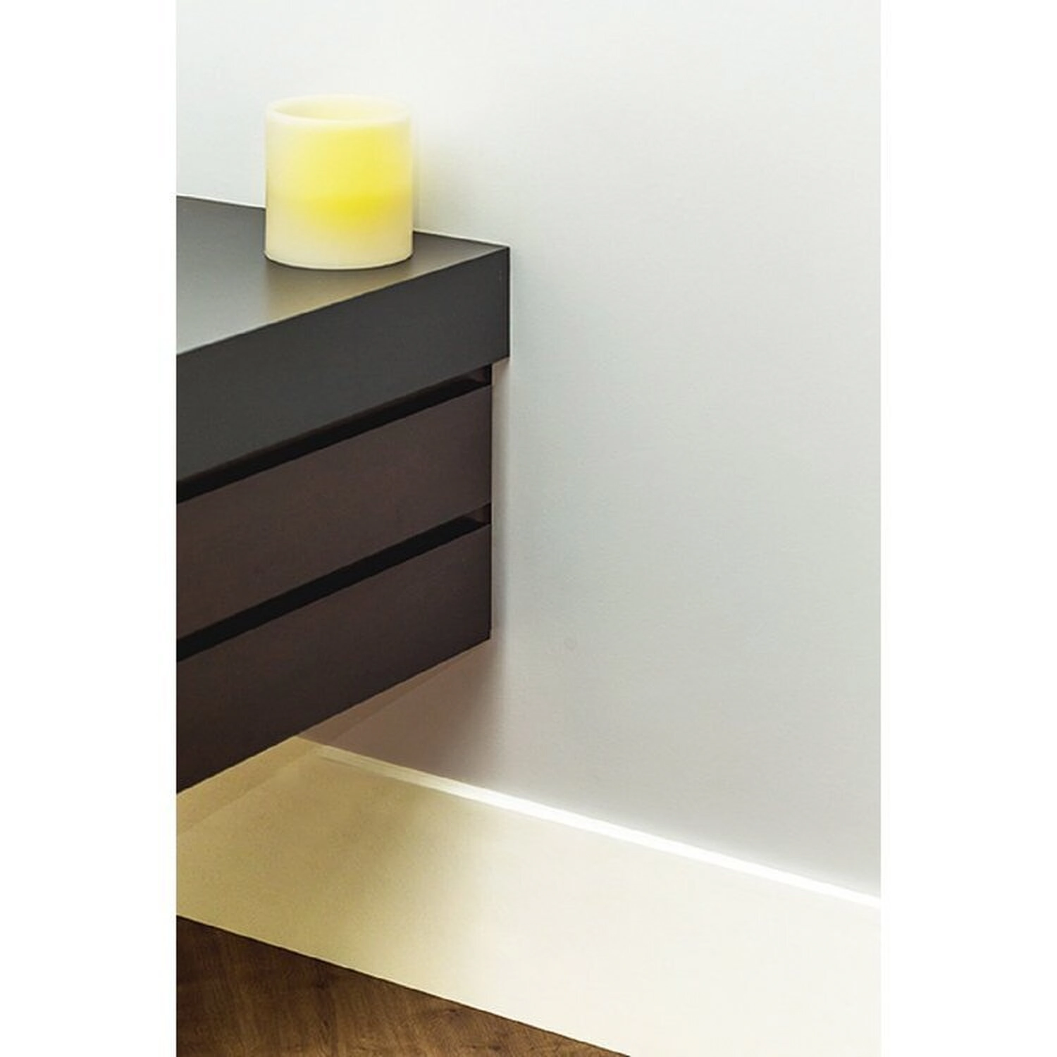 Kit Com 3 Barras Rodapé De Mdf 15cmx15mmx2.20m Revestido Liso  6,6m  Branco