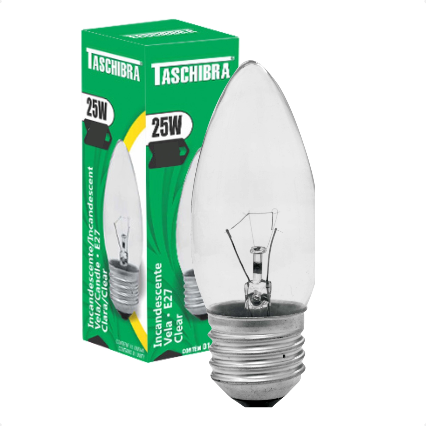 Kit 3 Lâmpadas Incandescente Taschibra Vela 25w E27 Clara 110v