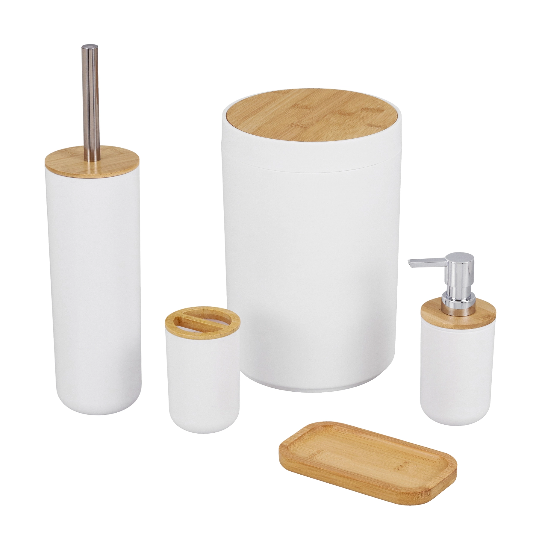 Kit Acessórios de Bancada para Banheiro 5 Peças Plástico Branco Mood Life Goedert