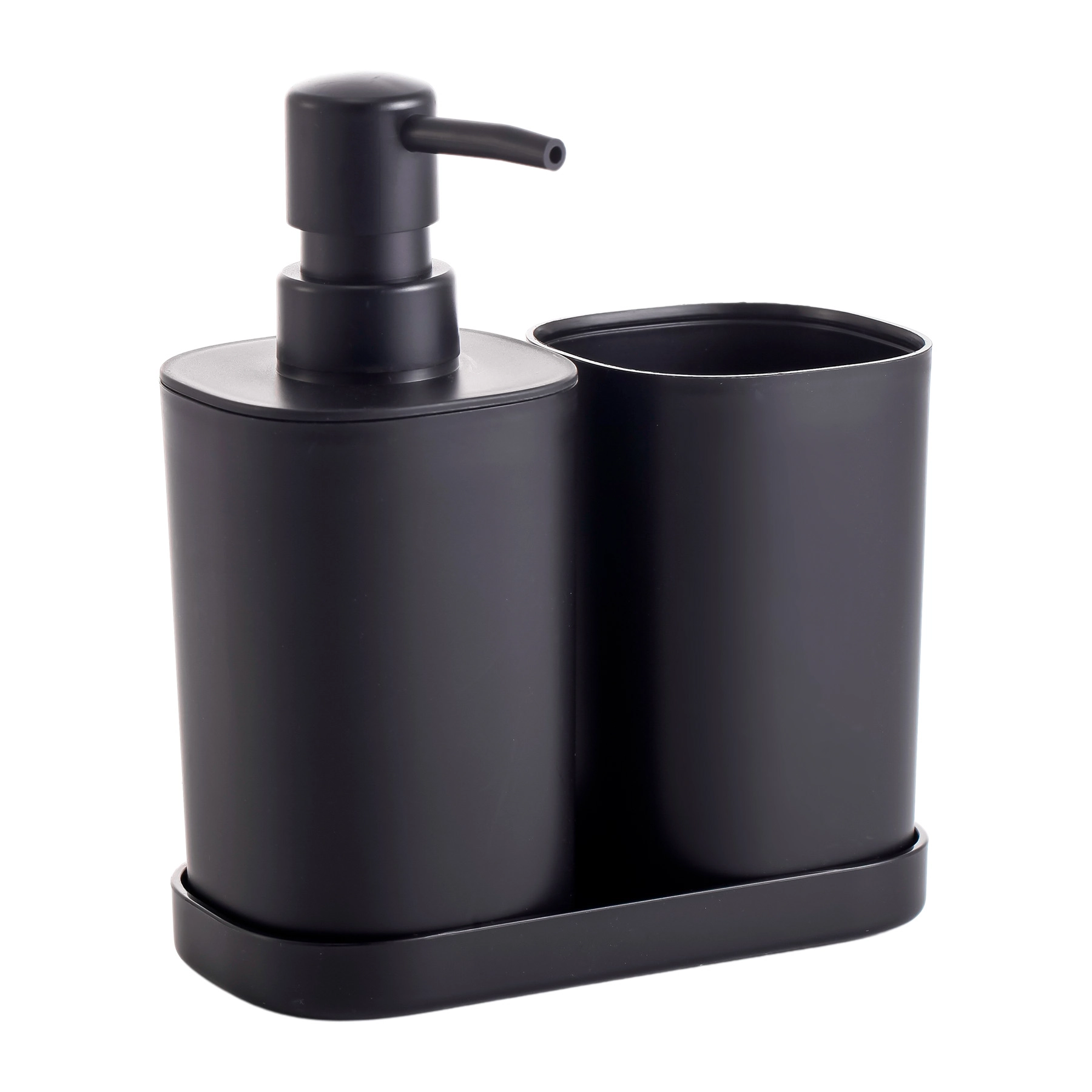 Kit Acessórios de Bancada para Banheiro 3 Peças Plástico Preto Mood DBD Goedert
