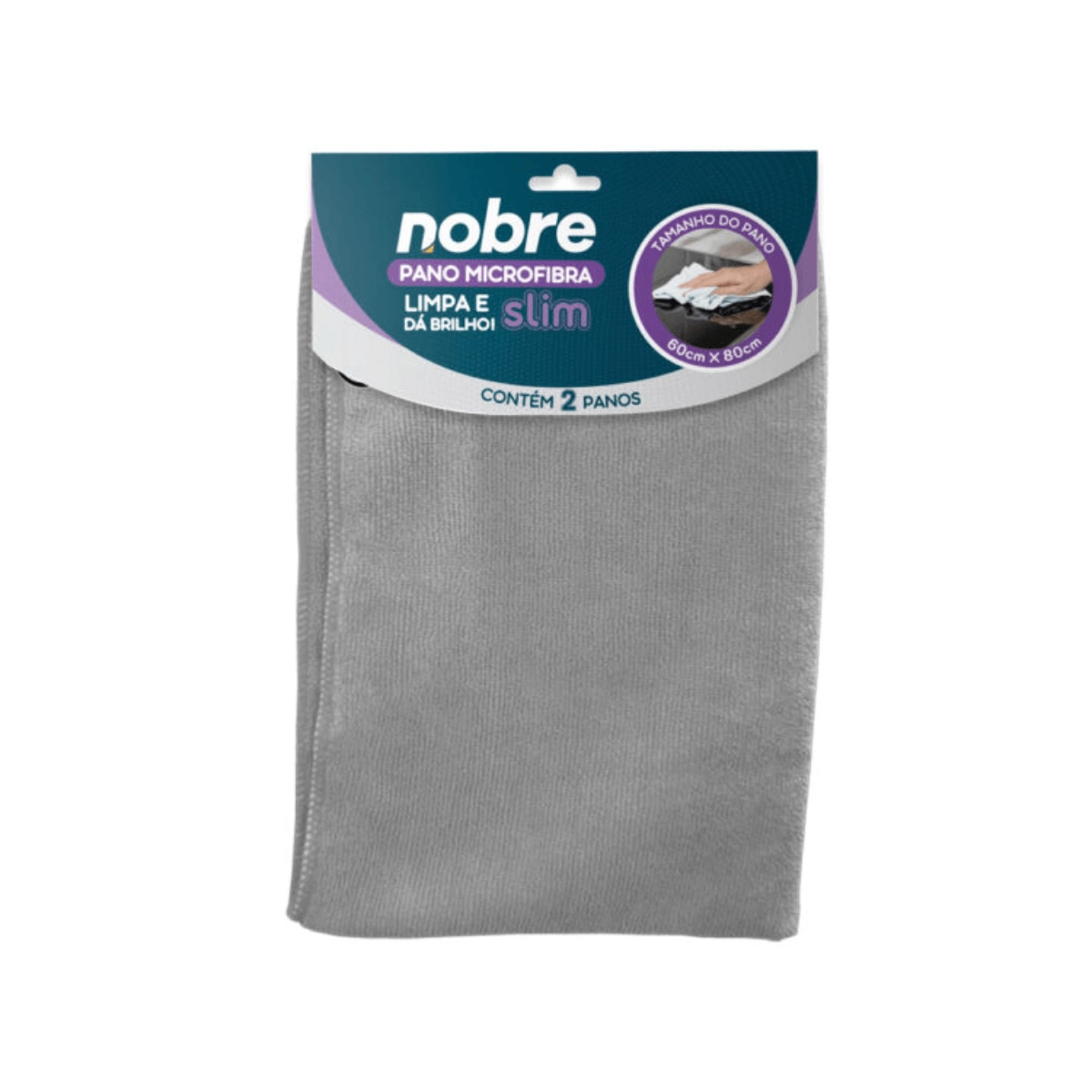 Pano De Microfibra 60x80cm (pct C/2 Un) Cinza Slim - Nobre