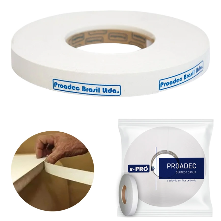 Fita De Borda Pvc Abs 1mm Branco Tx 22mm X 20m Proadec