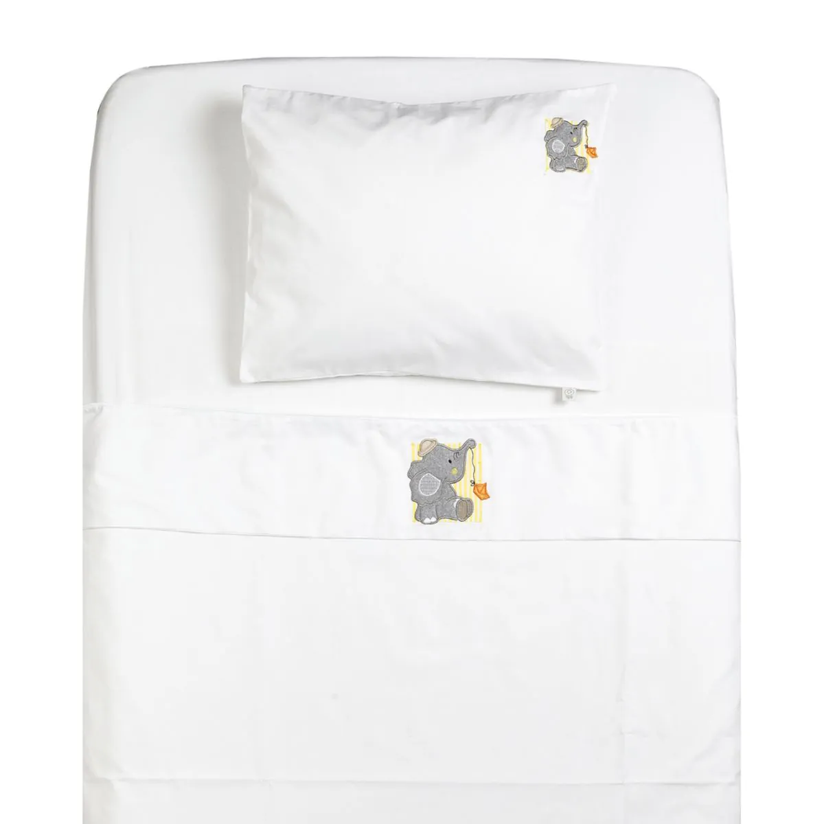 Lençol de Berço e Mini Cama Percal 200 fios 3 peças Colorido Elefante D´Bella for Baby