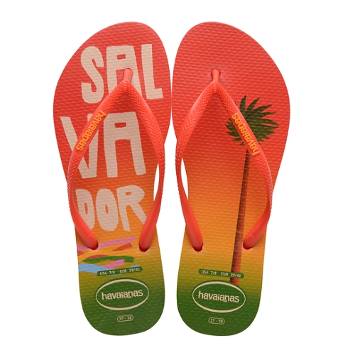 Chinelo Blood Orange Slim Postcard Havaianas Printed Slim N° 33/34