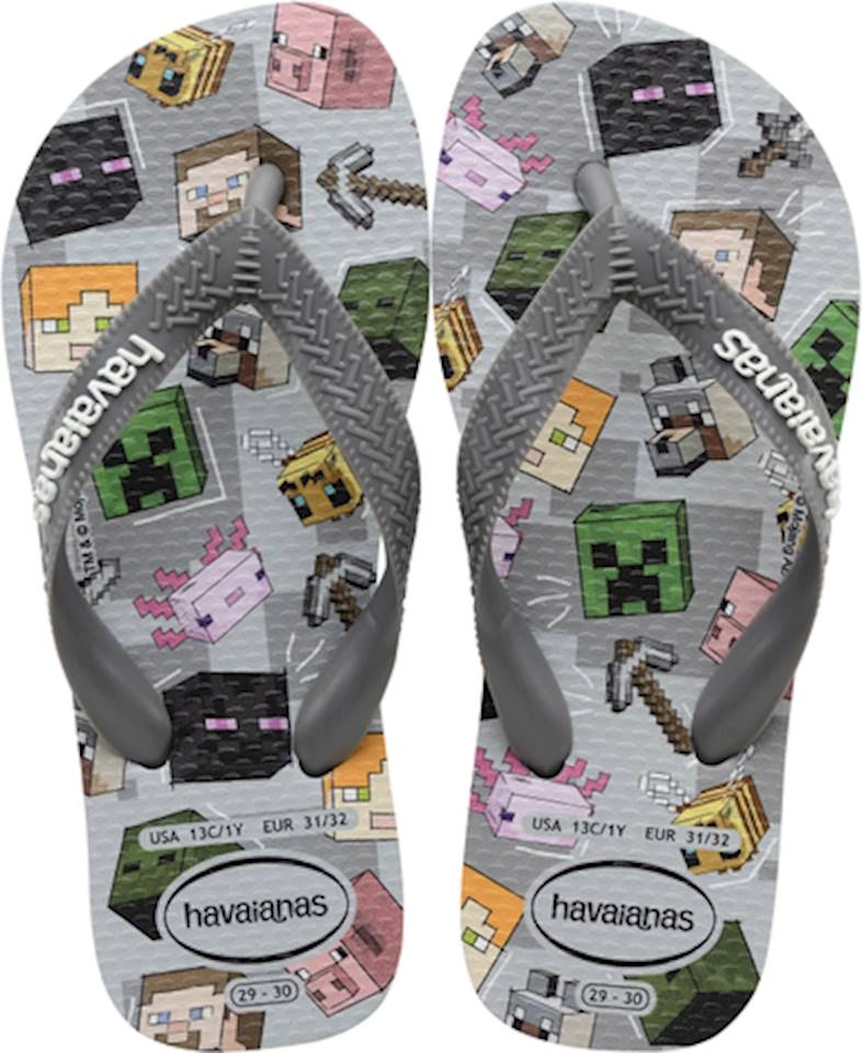 Chinelo Havaianas Kids Minecraft Cinza Aco