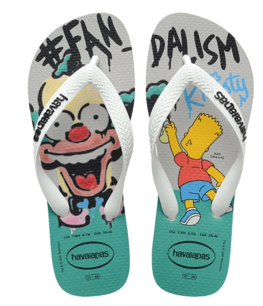 Sandalia Havaianas Simpsons Bege Palha N°39 40