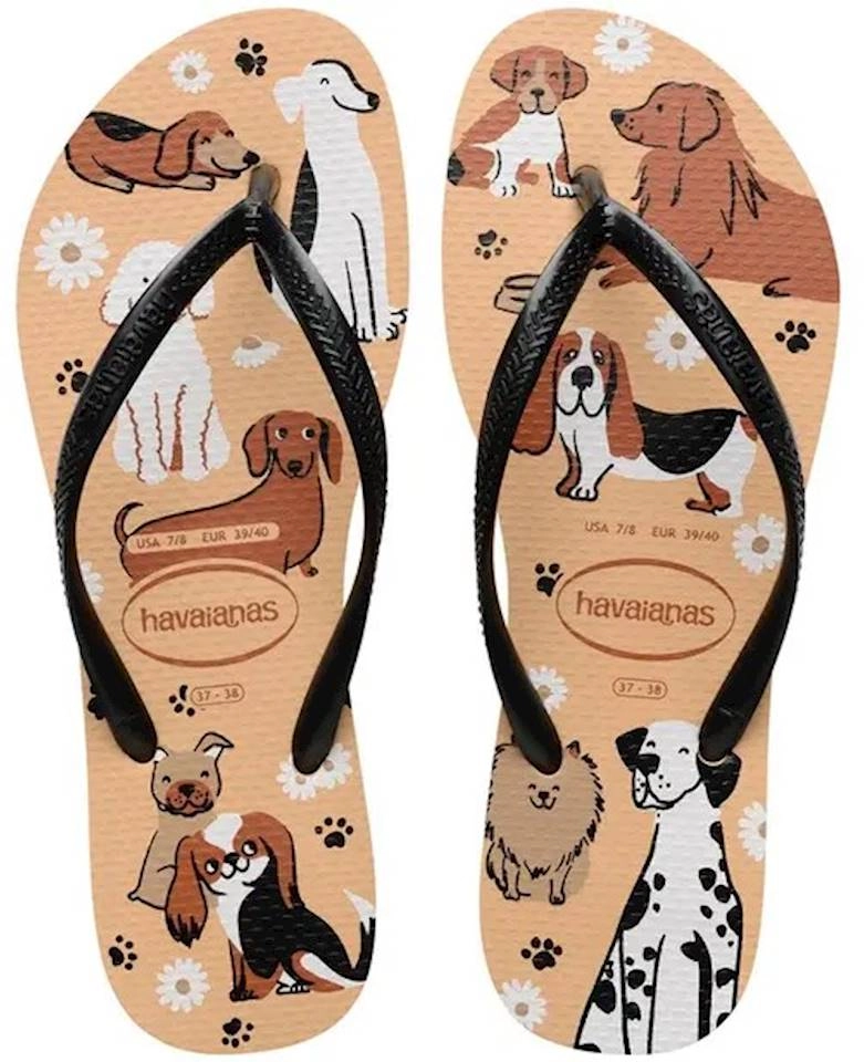 Chinelo Infantil Havaianas Slim Pets Marrom Preto