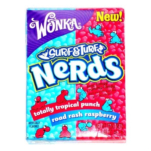 Wonka Nerds Totally Tropical Punch And Road Rash Raspberry 46.7g