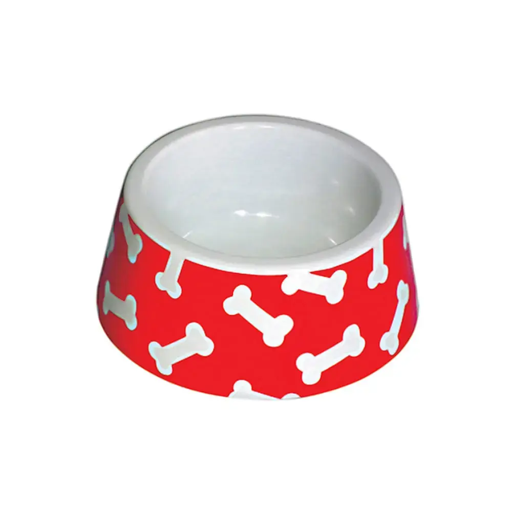 Comedouro Jambo Para Cães Ossos Vermelho