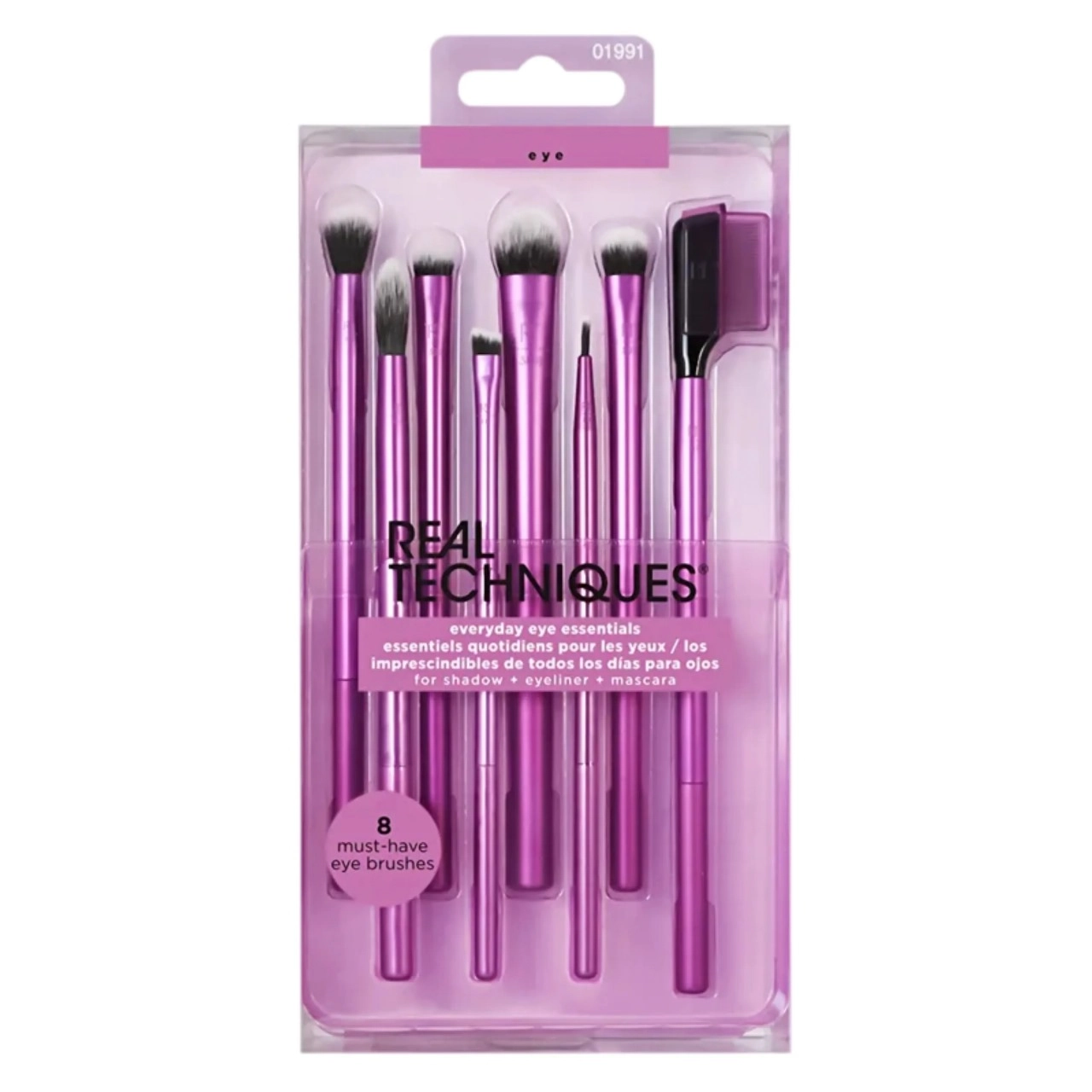 Kit Pinceis Para Maquiagem Everyday Eye Essentials Roxo Real Techniques