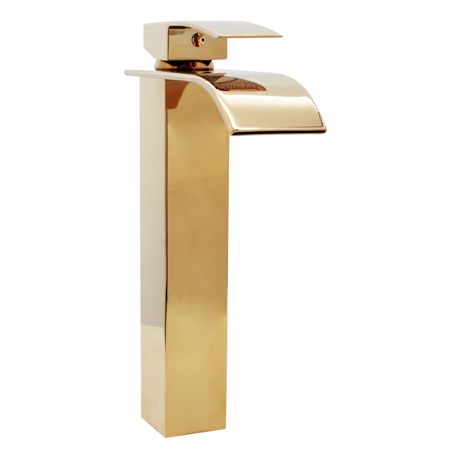 Torneira Monocomando Quadrada Dallas Dourada Gold Brilhante Alta 2343