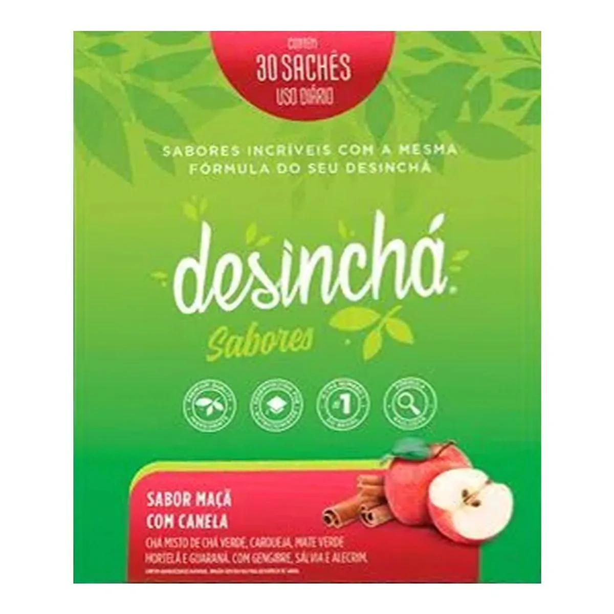 Chá Maçã com Canela Desinchá Sabores Caixa 45g 30 Unidades
