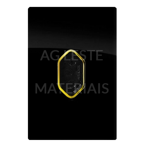 Cj Tomada 10a Vertical Com Suporte 4x2 - Dicompel Novara Preto Brilhante Gold