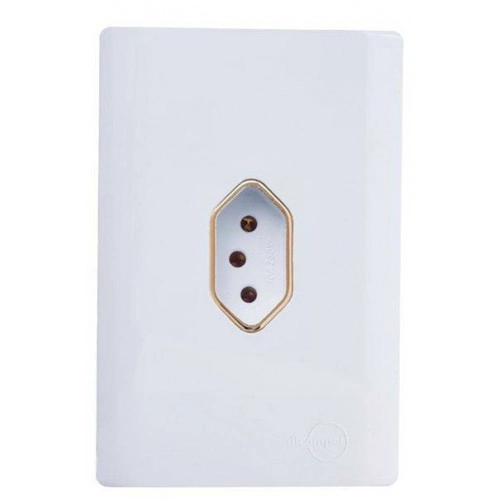 Cj Tomada Vertical 10a Com Suporte 4x2 - Dicompel Novara Branco Gold