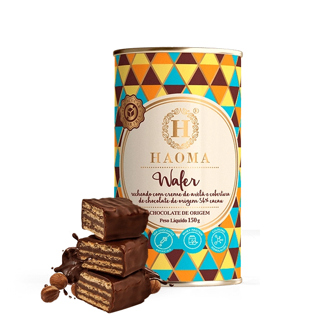 Wafer Recheado com Creme de Avelã e Cobertura de Chocolate HAOMA 150g