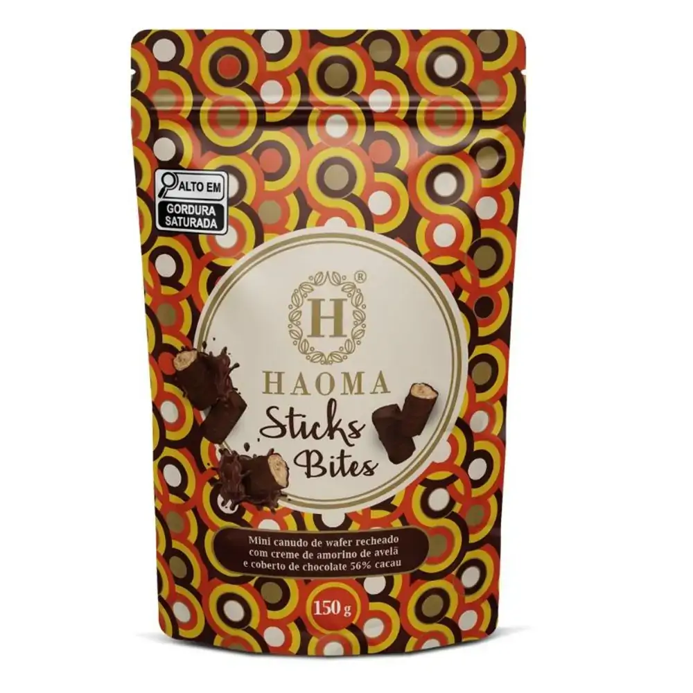 Mini Wafer Sticks Bites Recheio Creme De Amorino De Avelã Cobertura Chocolate 56 Cacau Zero Lactose