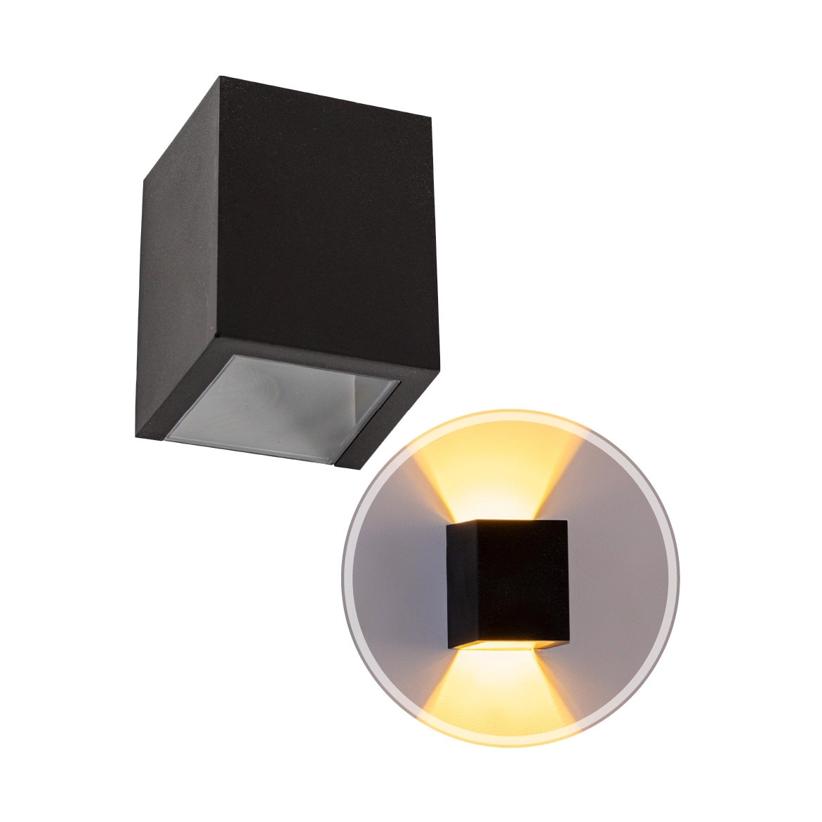 3x Arandela Efeito 2 Focos Preto Sem Friso Box Policarbonato St1386